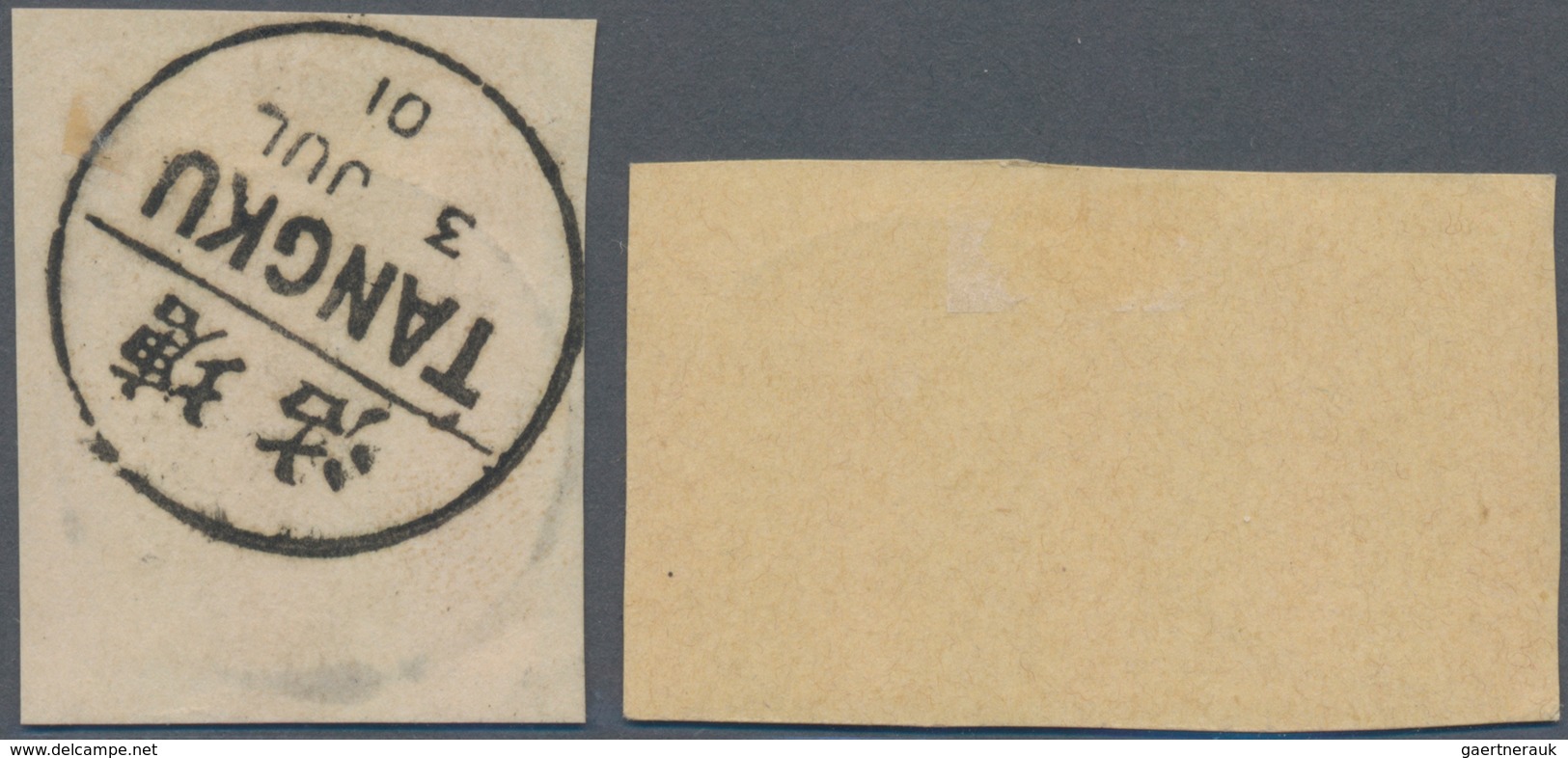 Deutsche Post In China: 1900, 2 Pf Blaugrau Und 20 Pf Lilaultramarin Im Waager. Paar Je Klar Gestemp - Deutsche Post In China