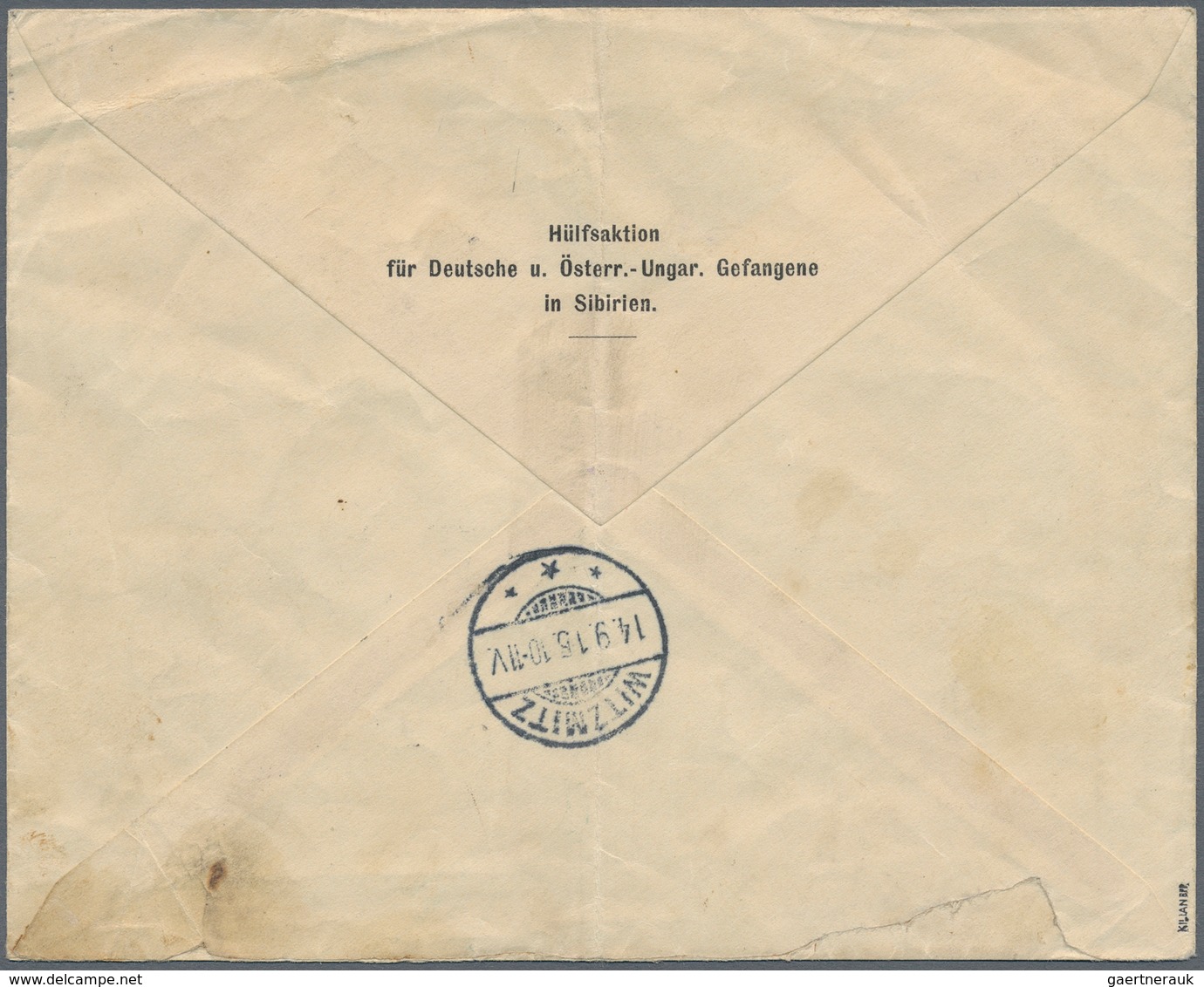 Deutsche Post In China: 1915, Vordruckumschlag "Service Des Prisonniers De Guerre" Als Einschreiben - China (kantoren)