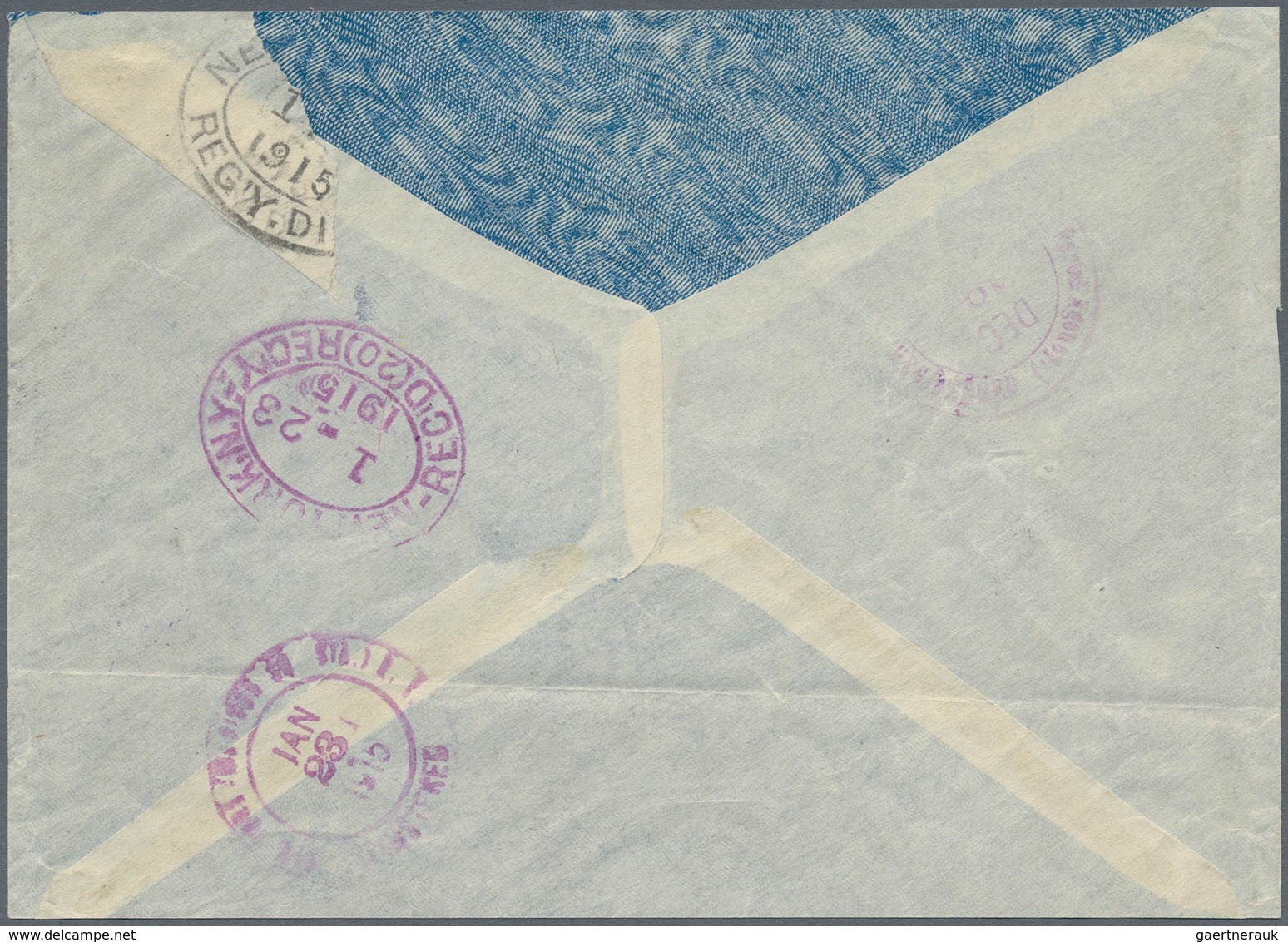 Deutsche Post In China: 1914/1915, Einschreiben Frankiert Mit Senkrechtem Paar "10 Cent" Auf 20 Pfg. - China (kantoren)
