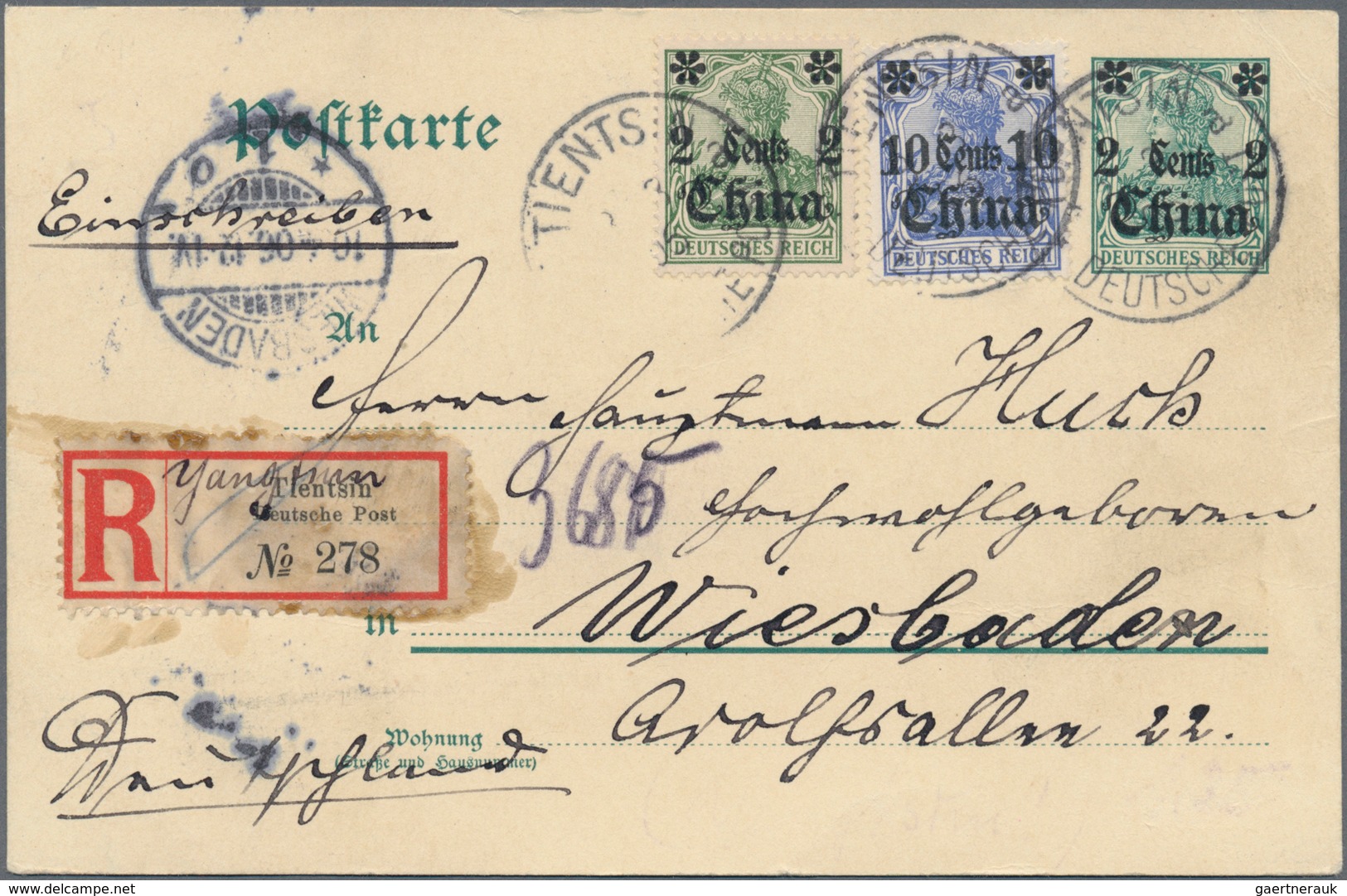 Deutsche Post In China - Besonderheiten: 1906, (3.3.), 2 Cents GA-Karte Mit Zusatzfrankatur 2 + 10 C - China (kantoren)