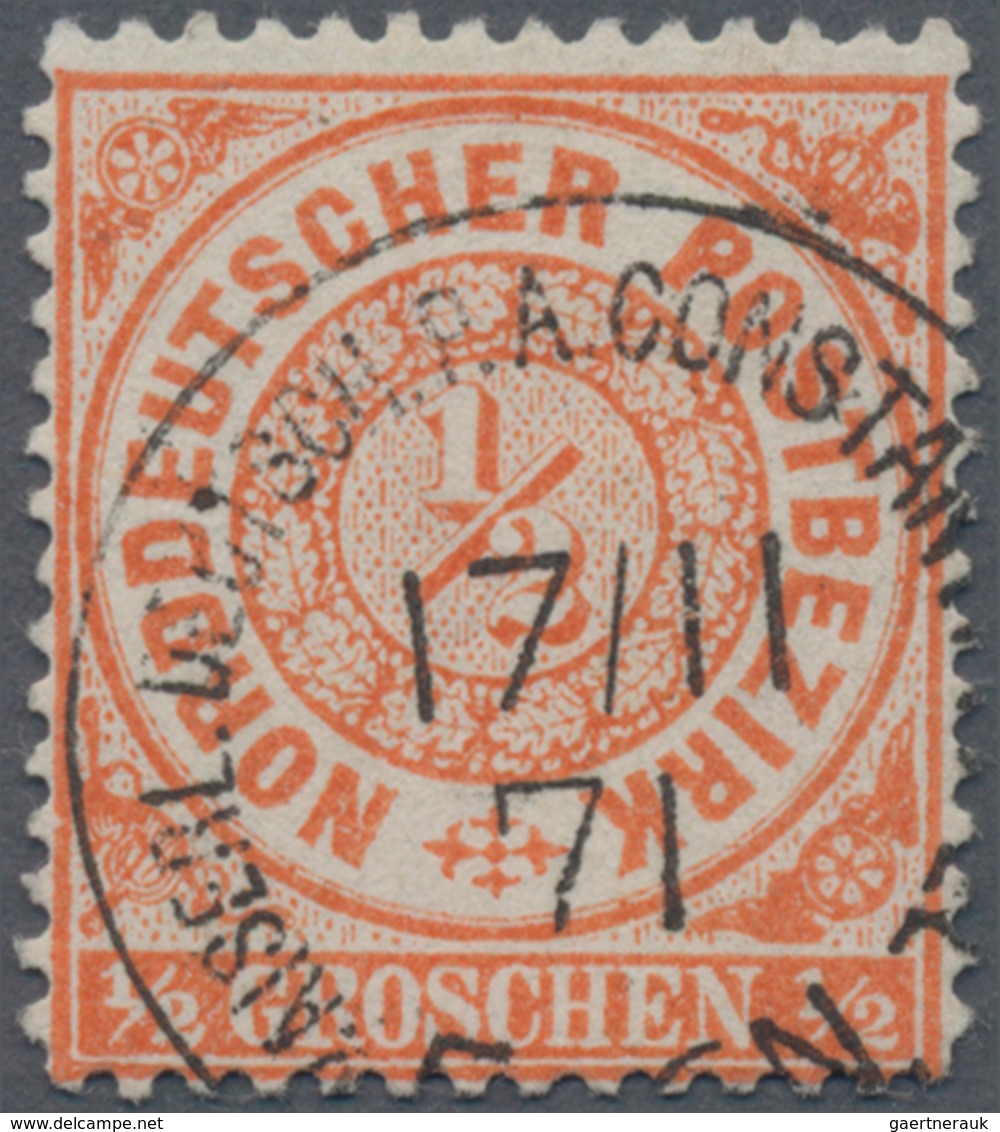 Deutsche Post In Der Türkei - Vorläufer: 1870, NDP 1/2 Groschen Mittelorange Entwertet Mit Stempel 3 - Deutsche Post In Der Türkei