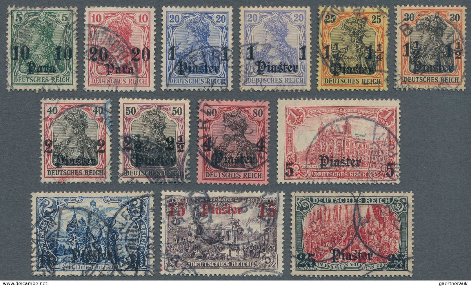 Deutsche Post In Der Türkei: 1905/1912, 10 Pa Auf 5 Pf Grün Bis 25 Pia Auf 5 M Grünschwarz/dunkelkar - Turkse Rijk (kantoren)