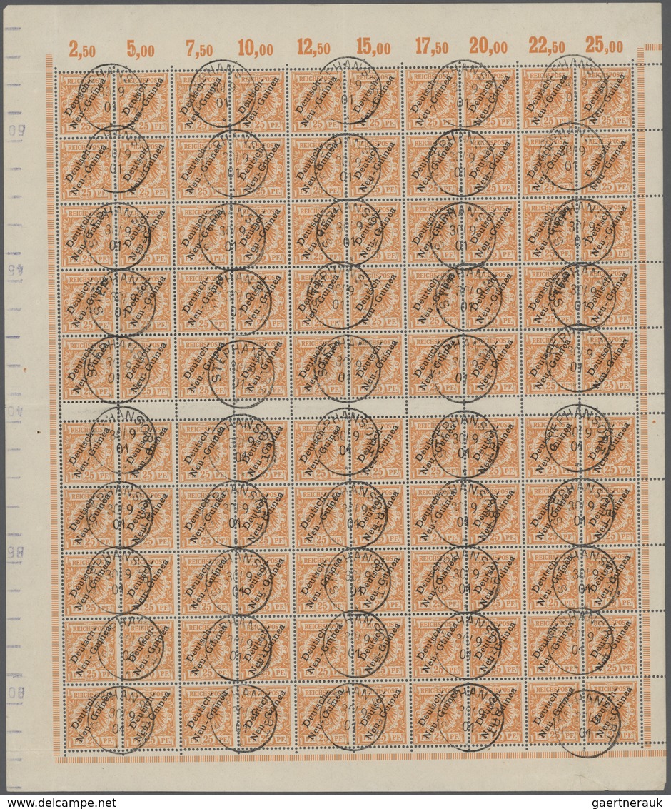 Deutsch-Neuguinea: 1897, 25 Pfg. Gelblichorange, Originalbogen Zu 100 Werten Mit Zwischenstegen, Kla - Nuova Guinea Tedesca