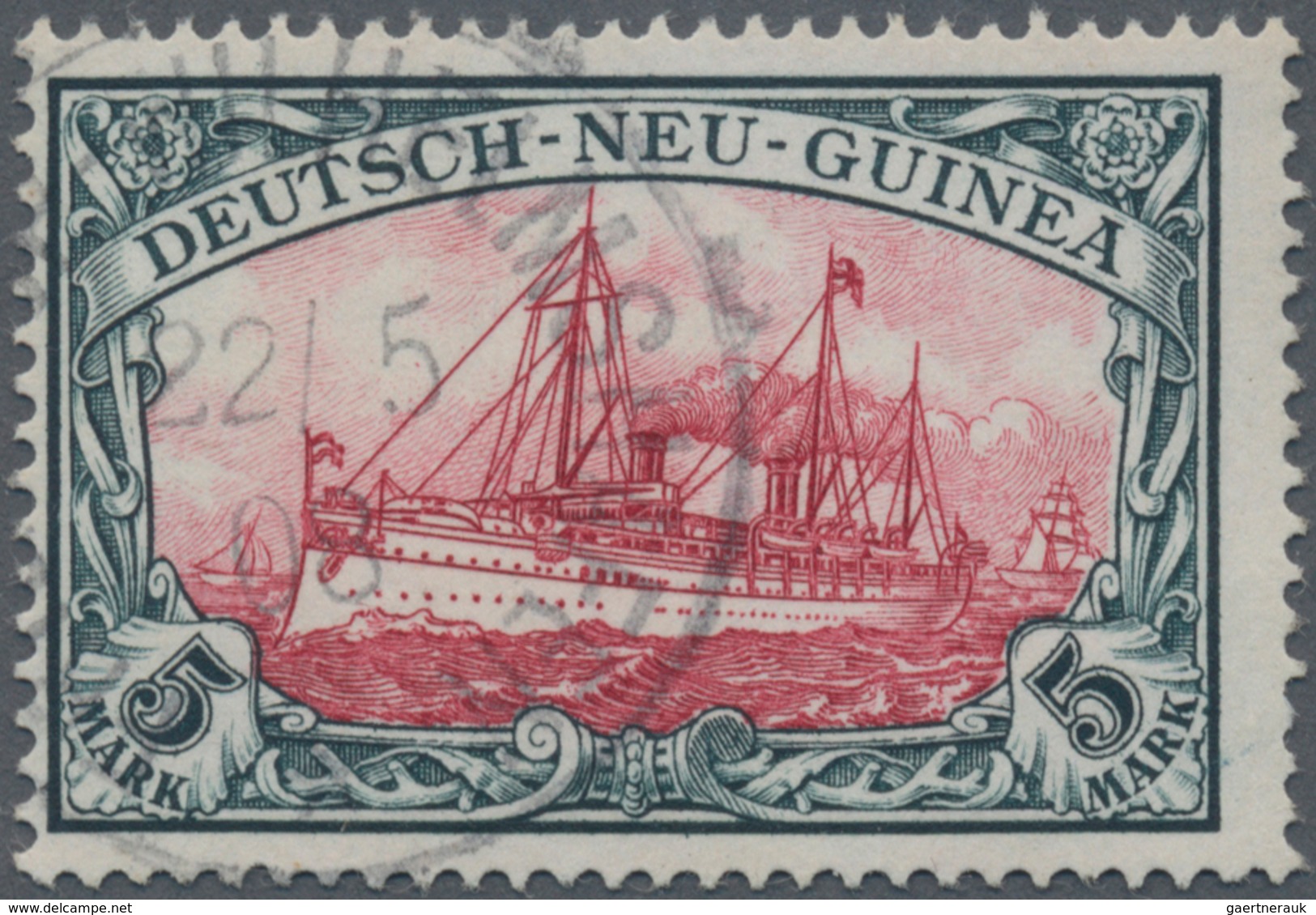 Deutsch-Neuguinea: 1901, 5 Mark Grünschwarz/dunkelkarmin Gebraucht Mit Einkreisstempel "FRIEDRICH-WI - German New Guinea