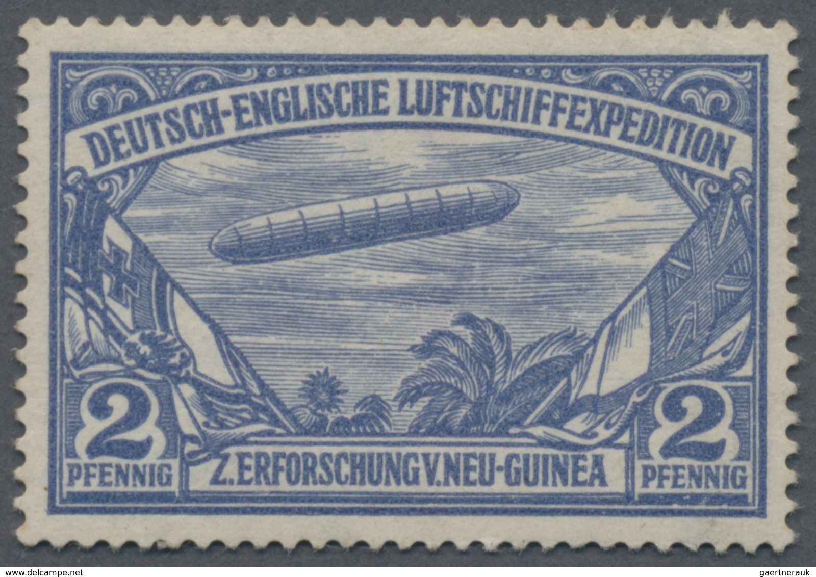 Deutsch-Neuguinea: 1913, 2 Pfg. Spendenmarke „Deutsch-Englische Luftschiff-Expedition, Ungebraucht M - Nuova Guinea Tedesca