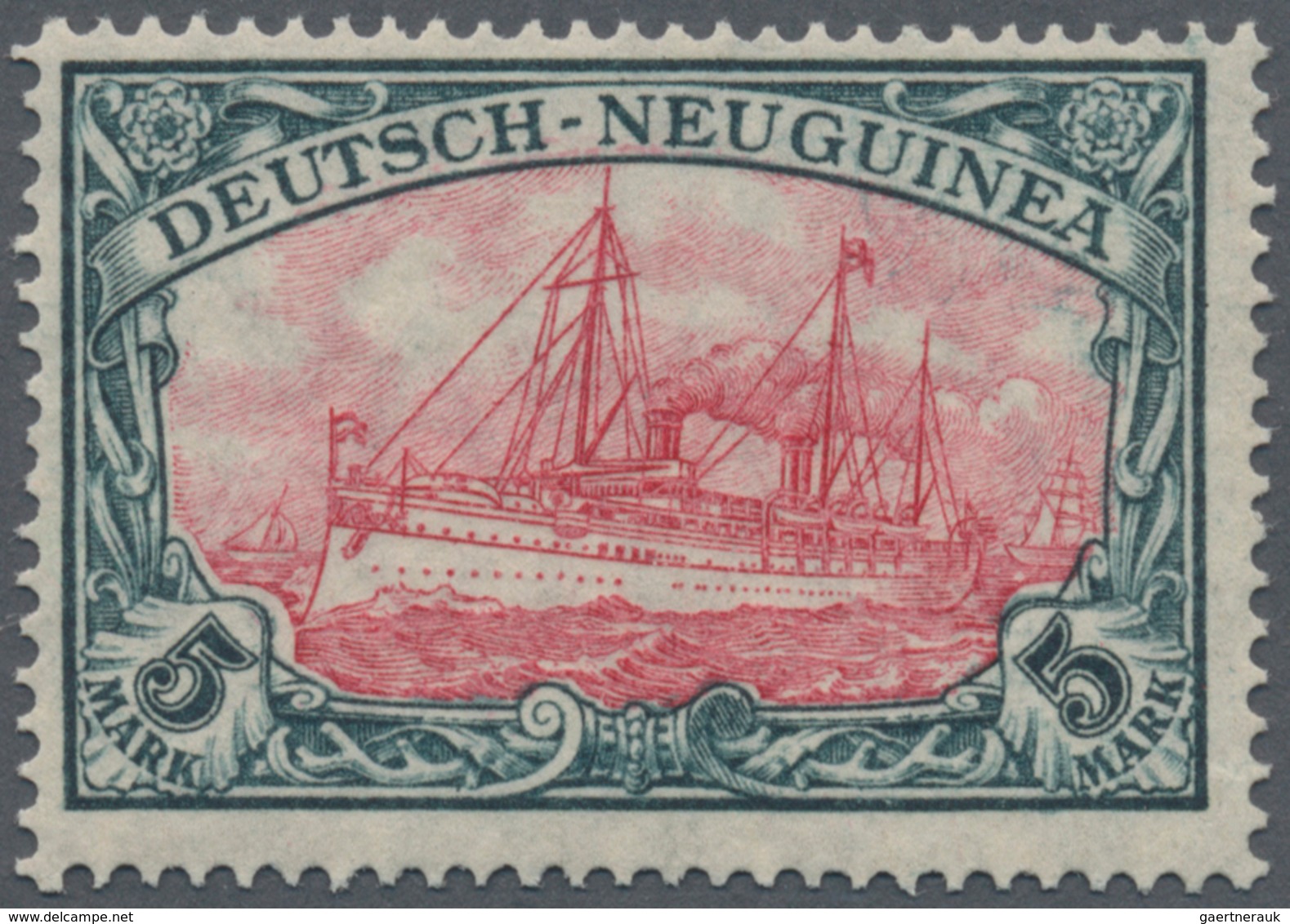 Deutsch-Neuguinea: 1918, 5 Mark Kriegsdruck 25:17 Zähnungslöcher Mit Mittelstück In Type III Postfri - Duits-Nieuw-Guinea