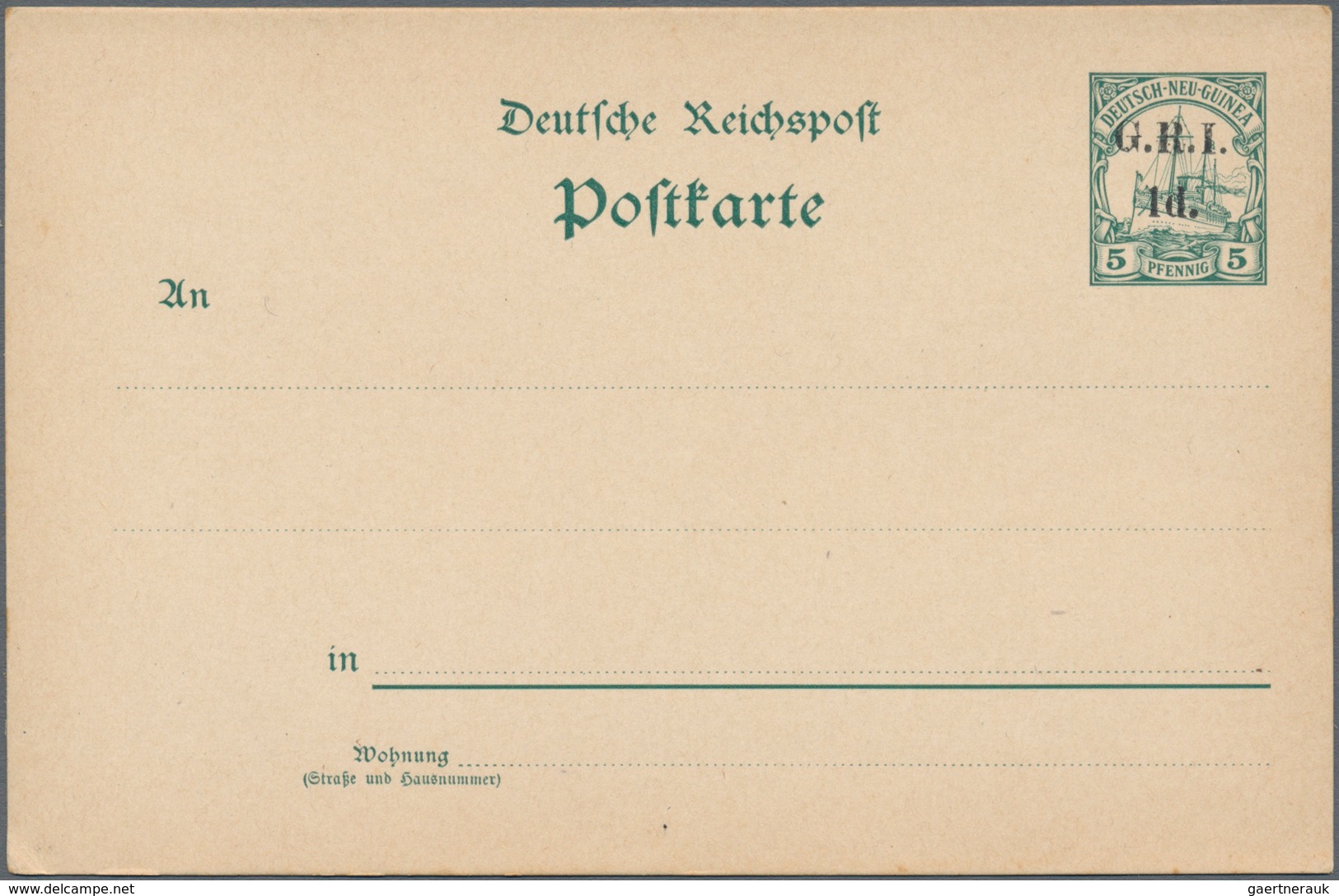 Deutsch-Neuguinea - Britische Besetzung: 1915, 5 Pf Grün Schiffszeichnung (URKARTE P 8) Mit Britisch - Nuova Guinea Tedesca