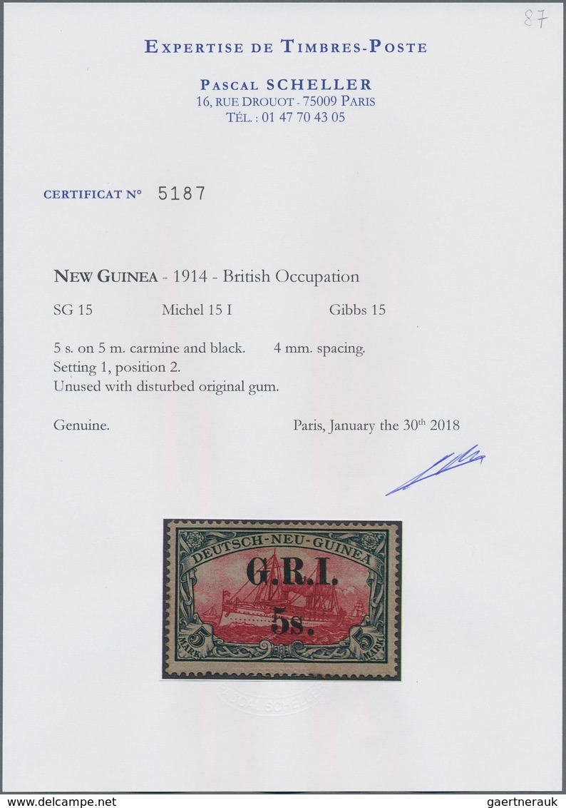 Deutsch-Neuguinea - Britische Besetzung: 1914: 5 S. Auf 5 M. Grünschwarz/dunkelkarmin, Aufdruck 'G.R - Duits-Nieuw-Guinea