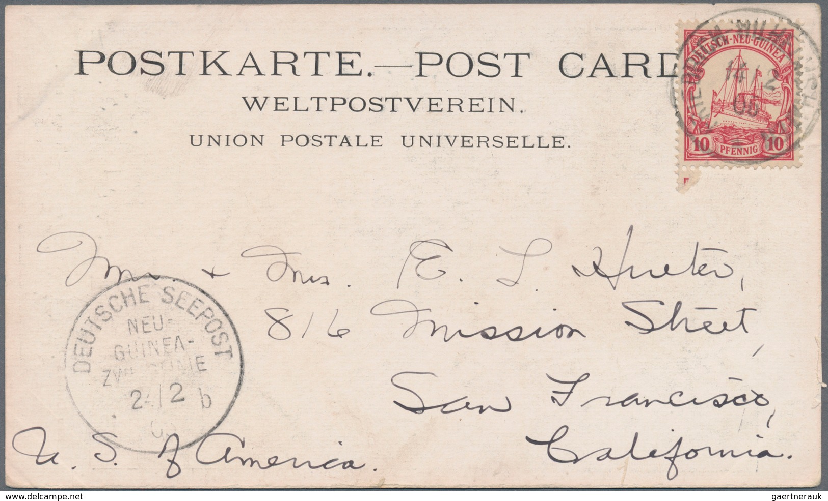 Deutsch-Neuguinea - Stempel: 1905 (24.2.), "DEUTSCHE SEEPOST NEU-GUINEA-ZWEIGLINIE B" (Dampfer "Prin - Nuova Guinea Tedesca