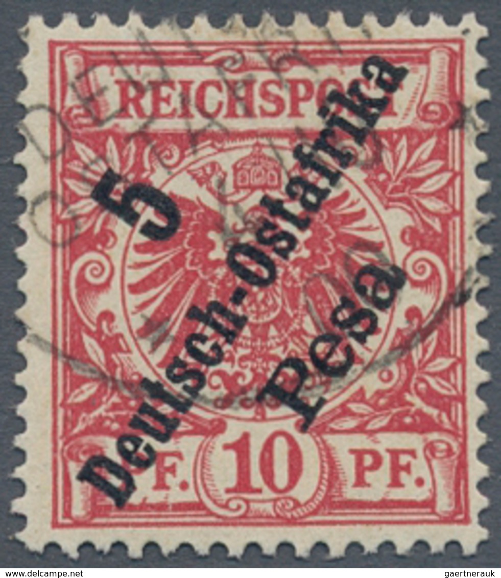 Deutsch-Ostafrika: 1899, 5 P. Auf 10 Pfg. Dunkelrosarot, Gute Farbe, Farbfrisches Exemplar In Guter - Duits-Oost-Afrika