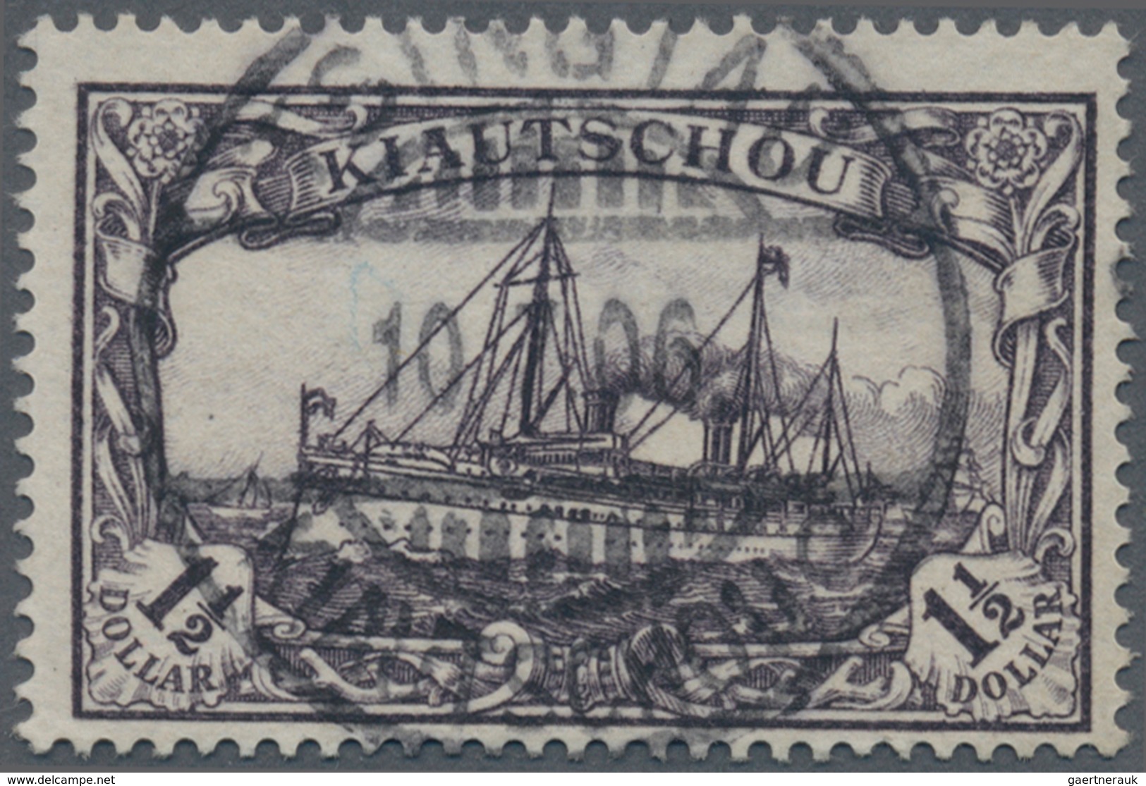 Deutsche Kolonien - Kiautschou: 1905, 1 1/2 Dollar Kaiseryacht Querformat Gebraucht Mit Zentrisch Au - Kiaochow