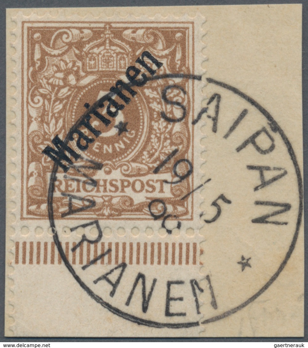 Deutsche Kolonien - Marianen: 1899, 3 Pfg. Mit Diagonalem Aufdruck, Lebhaftorangebraun Vom Unterrand - Mariana Islands