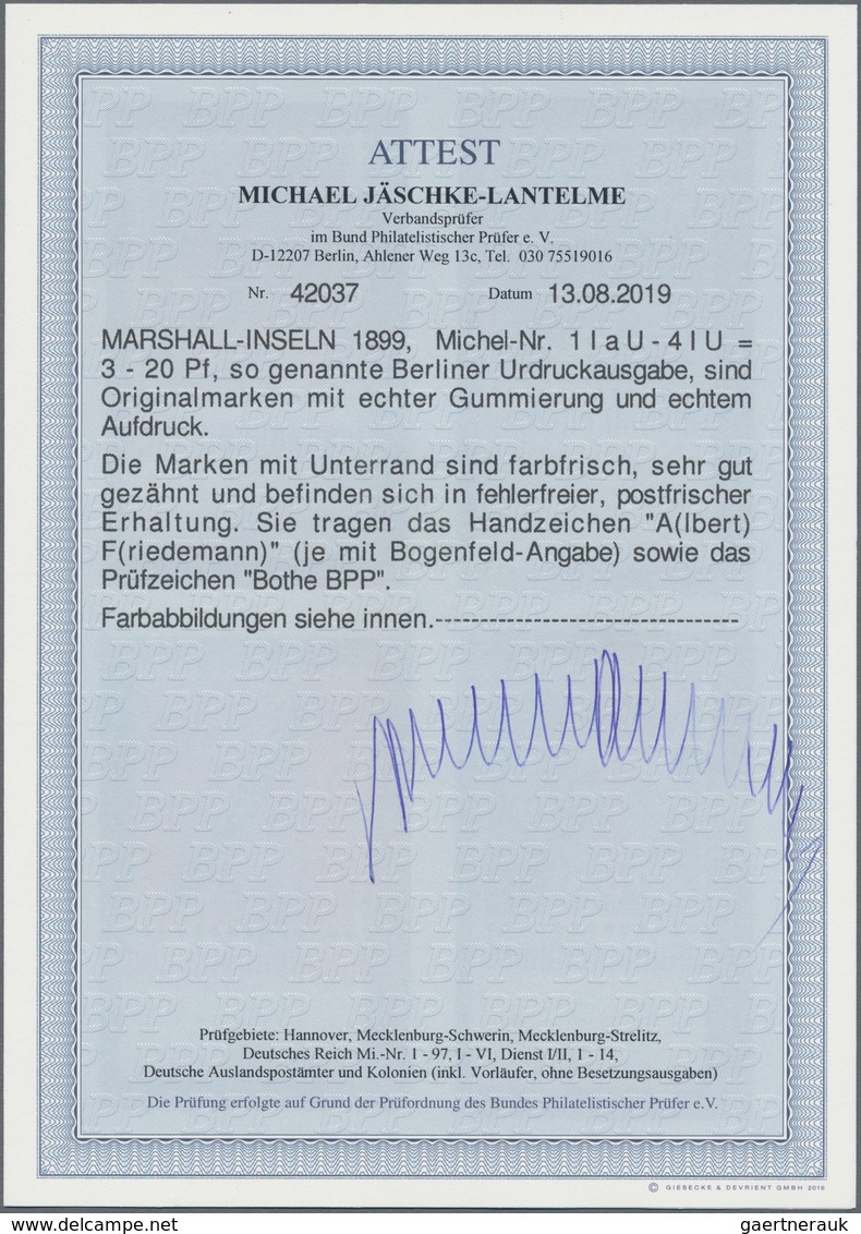 Deutsche Kolonien - Marshall-Inseln: 1899, 3 Bis 20 Pfg. Der Sogenannten Berliner Urdruckausgabe Mit - Marshall-Inseln