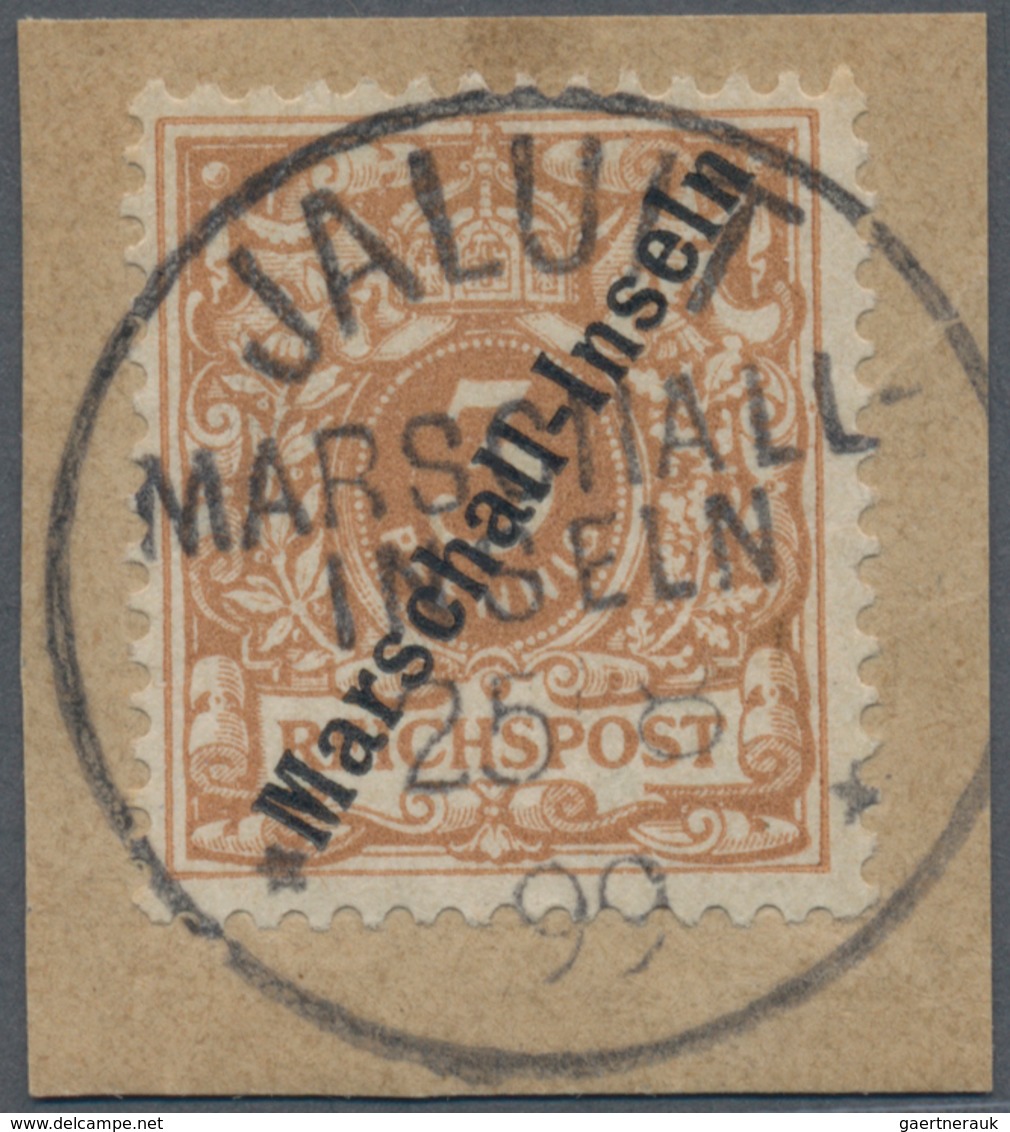 Deutsche Kolonien - Marshall-Inseln: 1899, 3 Pfg. Jaluit-Ausgabe, Hellockerbrraun Auf Briefstück Geb - Isole Marshall