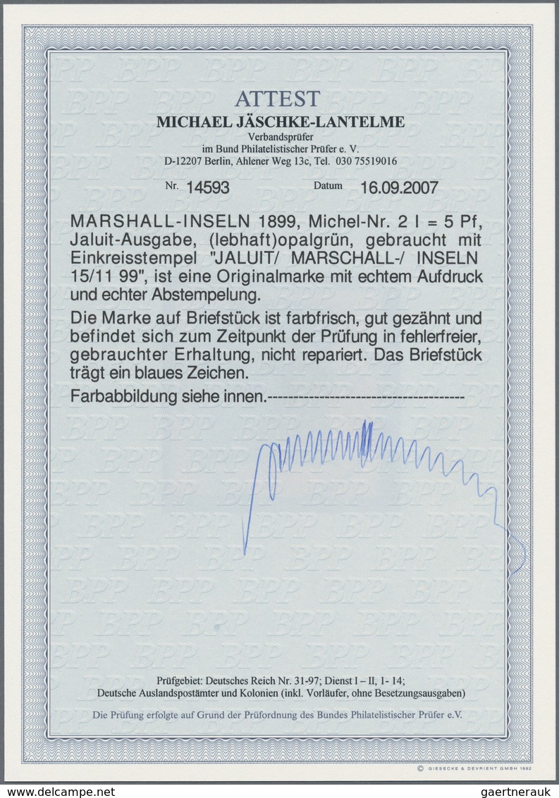 Deutsche Kolonien - Marshall-Inseln: 1899, 5 Pfg. Jaluit Ausgabe Auf Briefstück Gebraucht Mit Einkre - Marshalleilanden