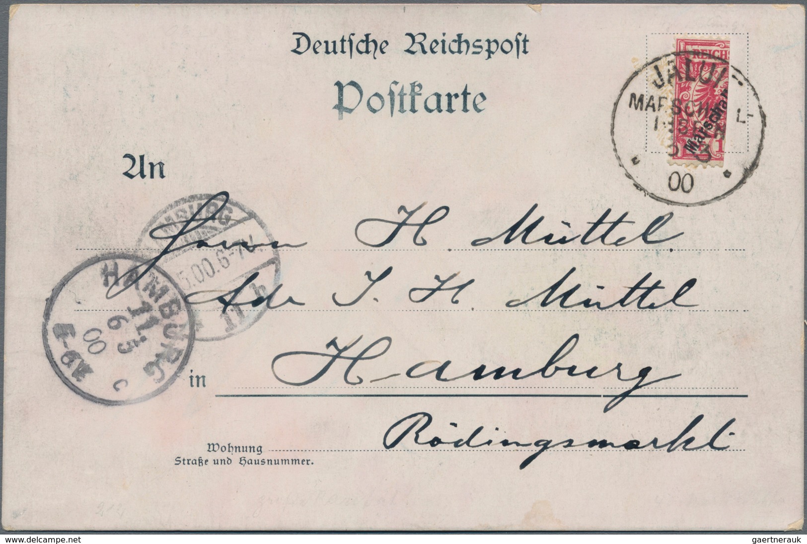 Deutsche Kolonien - Marshall-Inseln: 1900, Extrem Seltene Postkarte Frankiert Mit Der Senkrecht Halb - Islas Marshall