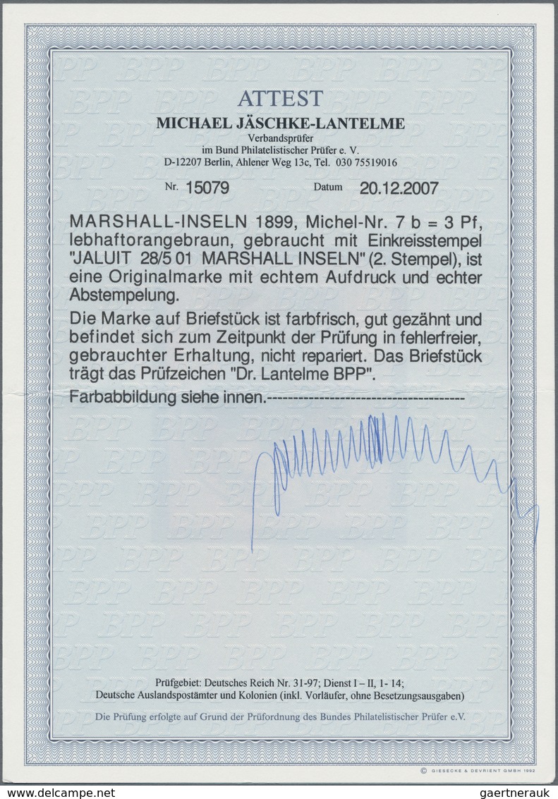 Deutsche Kolonien - Marshall-Inseln: 1899, 3 Pfg. Lebhaftorangebraun Mit EKr. "JALUIT MARSHALL INSEL - Isole Marshall