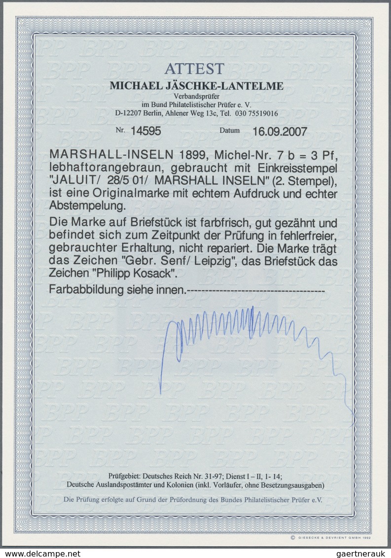 Deutsche Kolonien - Marshall-Inseln: 1899, 3 Pfg. Orangebraun, Gebraucht Auf Briefstück Mit Zentrisc - Marshalleilanden