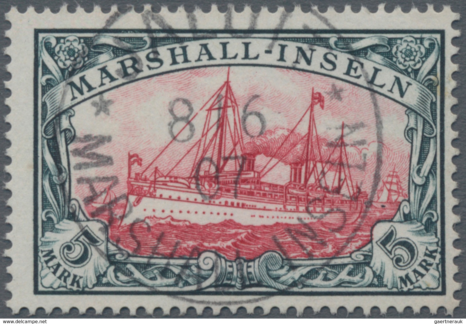 Deutsche Kolonien - Marshall-Inseln: 1901, 5 Mark Kaiseryacht, Querformat Gebraucht Mit Einkreisstem - Marshalleilanden