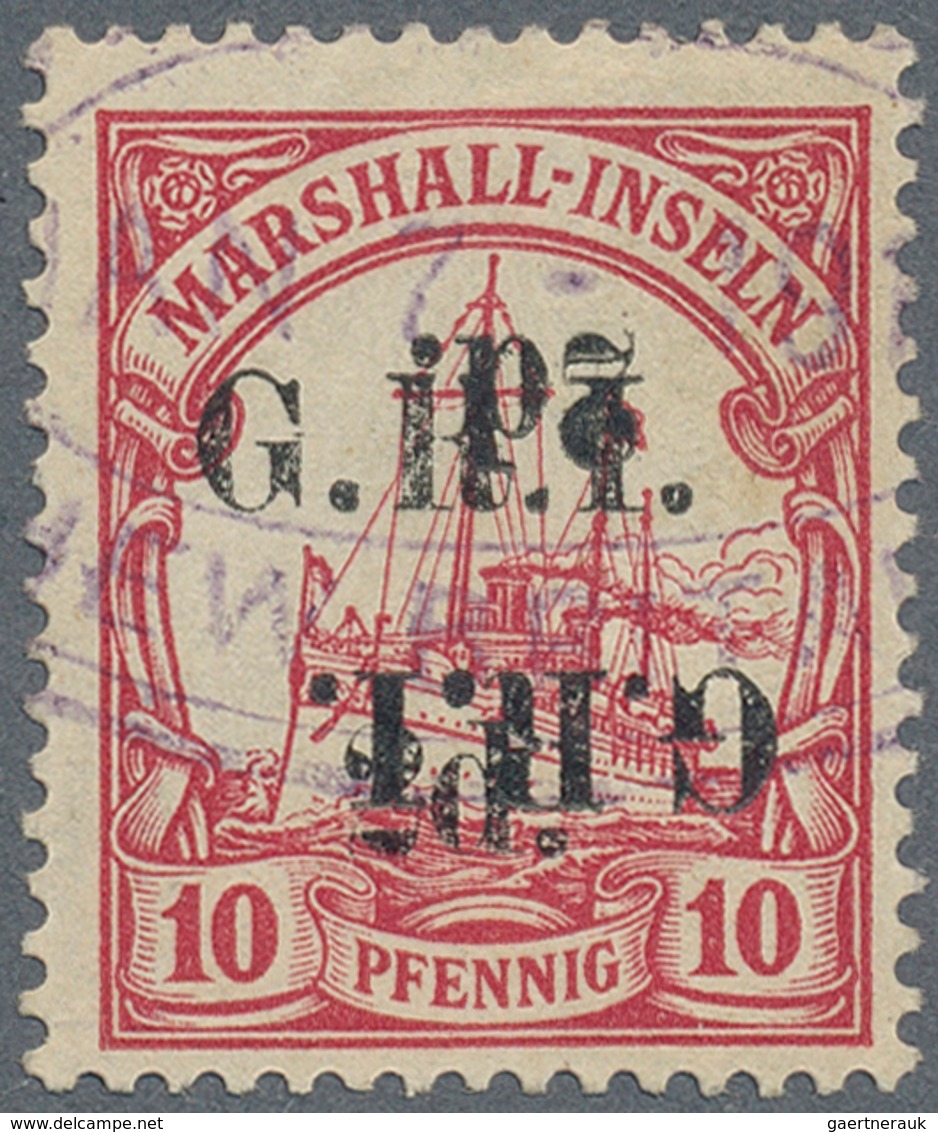 Deutsche Kolonien - Marshall-Inseln - Britische Besetzung: 1914: 2 D. Auf 10 Pf. Dunkelkarminrot Mit - Marshall Islands