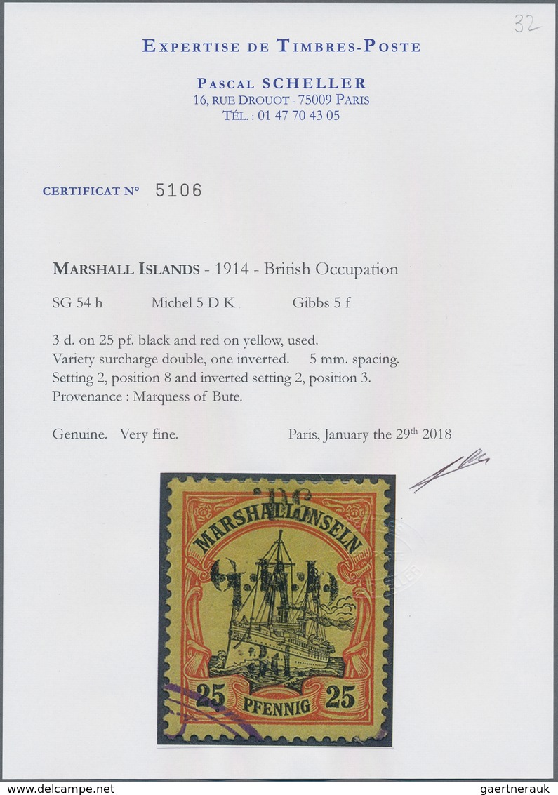 Deutsche Kolonien - Marshall-Inseln - Britische Besetzung: 1914: 3d. Auf 25 Pf. Orange/schwarz Auf G - Marshall
