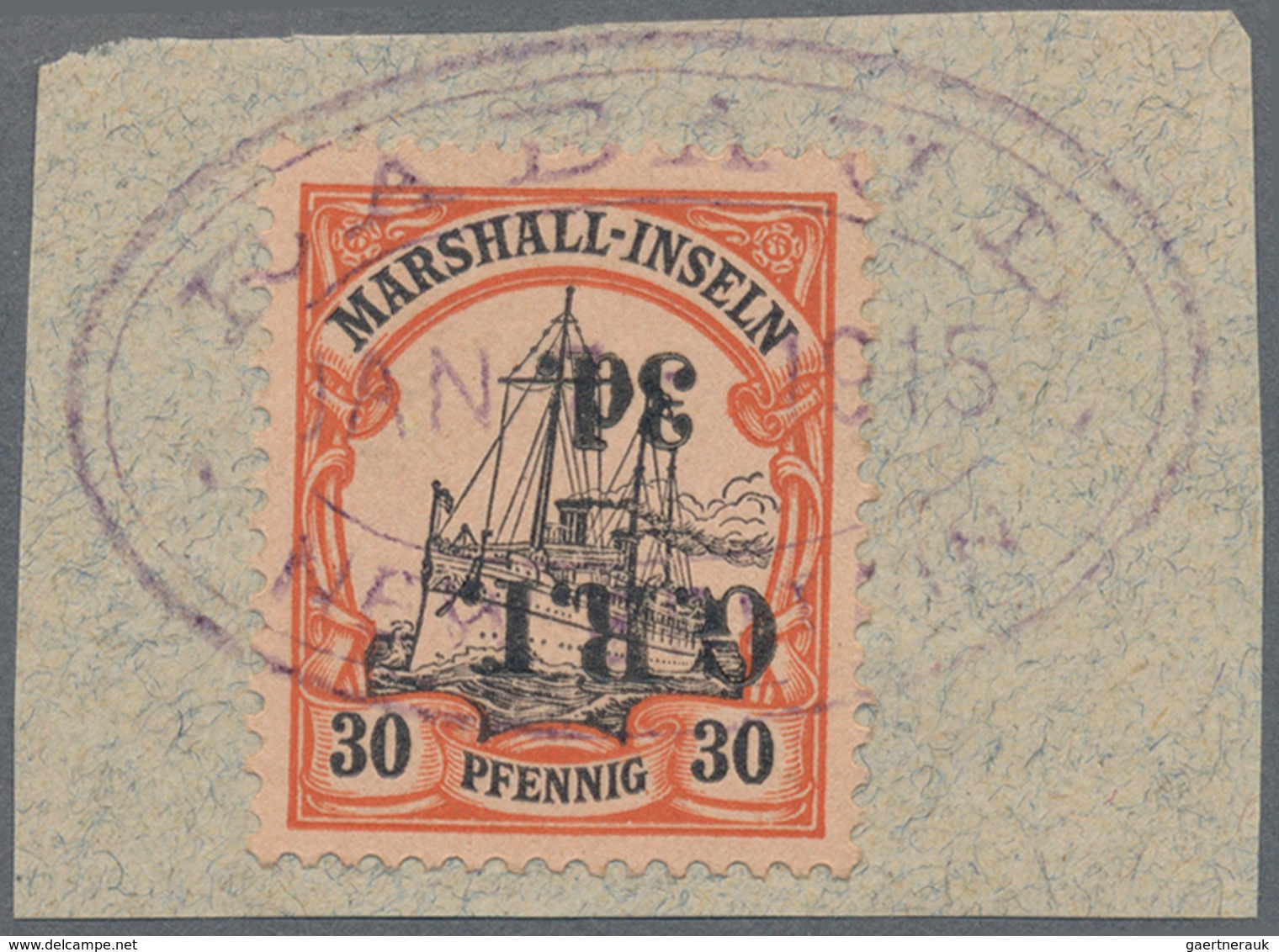 Deutsche Kolonien - Marshall-Inseln - Britische Besetzung: 1914: 3. Auf 30 Pf. Orange/schwarz Auf Ge - Marshalleilanden