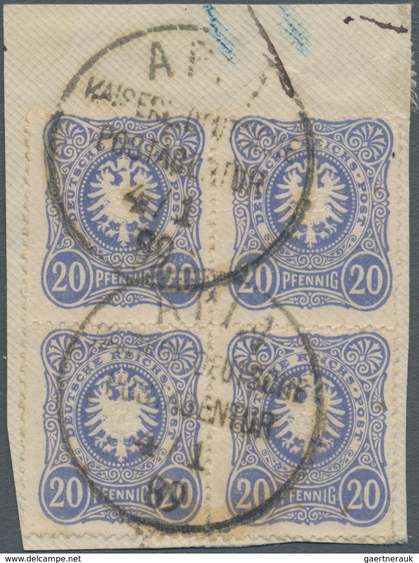 Deutsche Kolonien - Samoa - Vorläufer: 1889 (4.1.), Viererblock 20 Pfg. Mittelultramarin (Marken Tei - Samoa