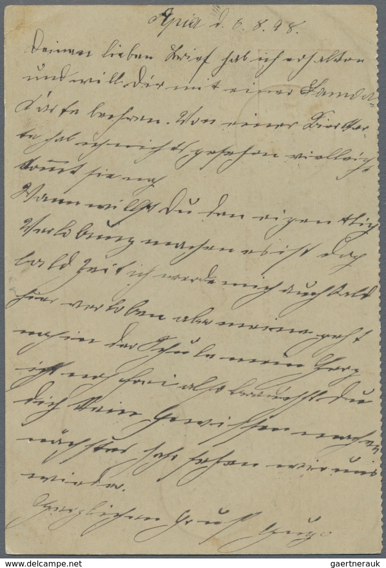 Deutsche Kolonien - Samoa - Ganzsachen: 1898, J.Davis-Privatpost, Frageteil 1 P. Rot Auf Dunkelbraun - Samoa