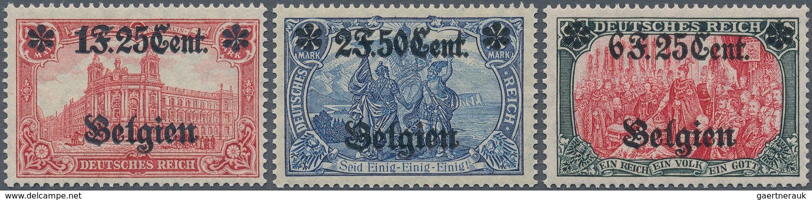 Deutsche Besetzung I. WK: Landespost In Belgien: 1916, Freimarken Mit Aufdruck Type II Und 25:17 Zäh - Bezetting 1914-18
