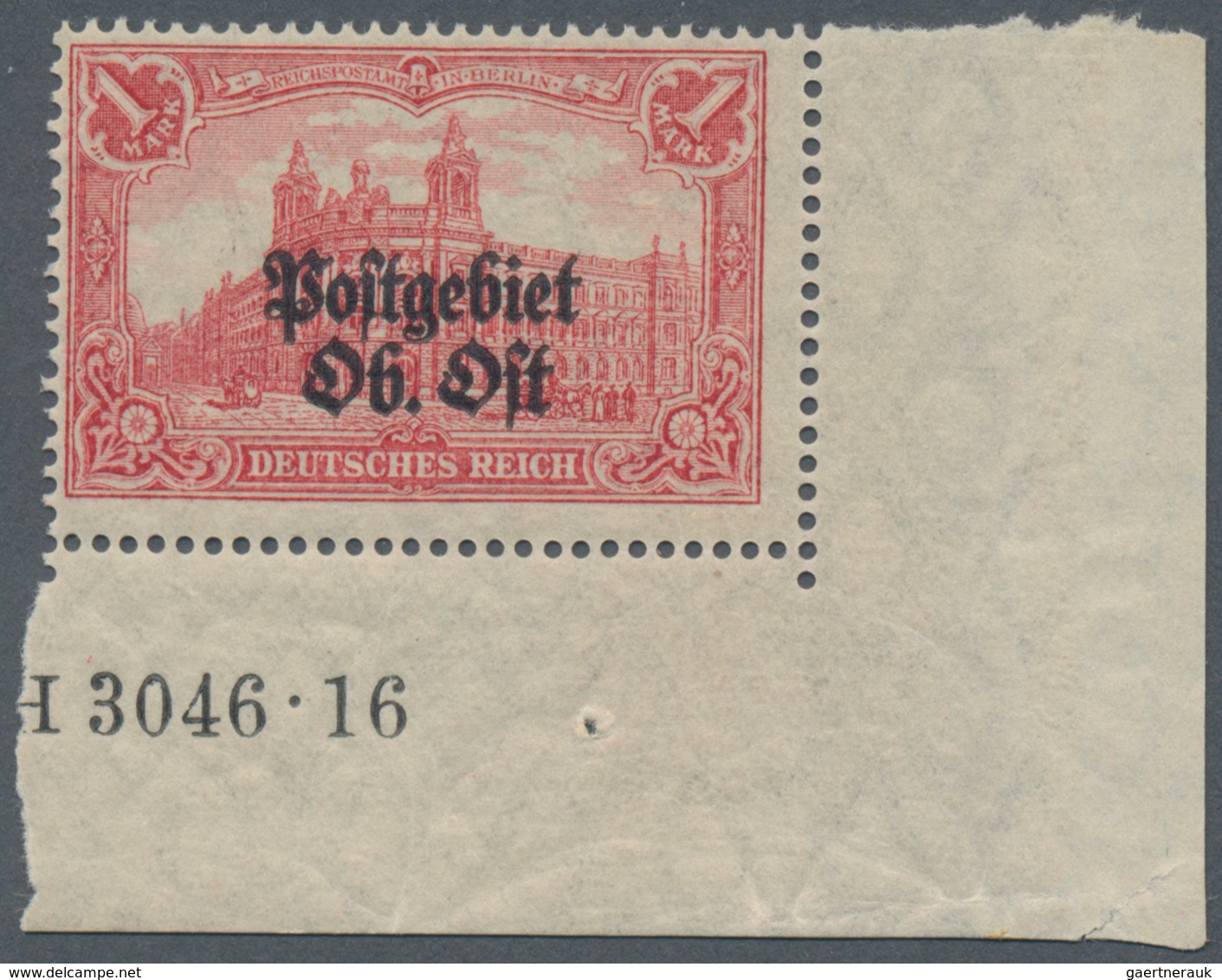 Deutsche Besetzung I. WK: Postgebiet Ober. Ost: 1916/1918, 1 Mark Aufdruckwert Aus Der Echten Untere - Bezetting 1914-18