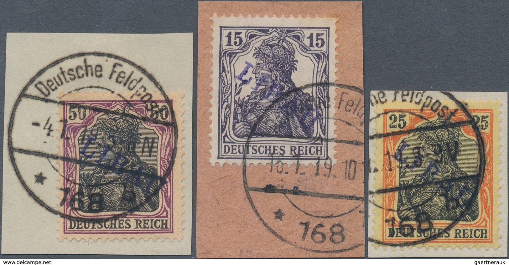 Deutsche Besetzung I. WK: Postgebiet Ober. Ost - Libau: 1919, Freimarken 15 Pf., 25 Pf. Und 50 Pf. M - Occupazione 1914 – 18