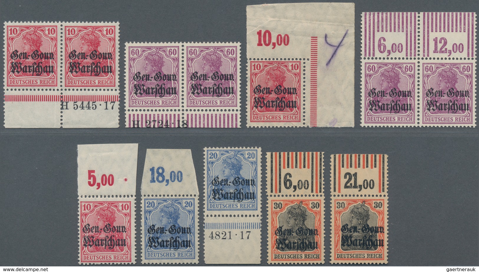 Deutsche Besetzung I. WK: Deutsche Post In Polen: 1916, 10 Pf Und 60 Pf Je Im Waagerechten Unterrand - Besetzungen 1914-18