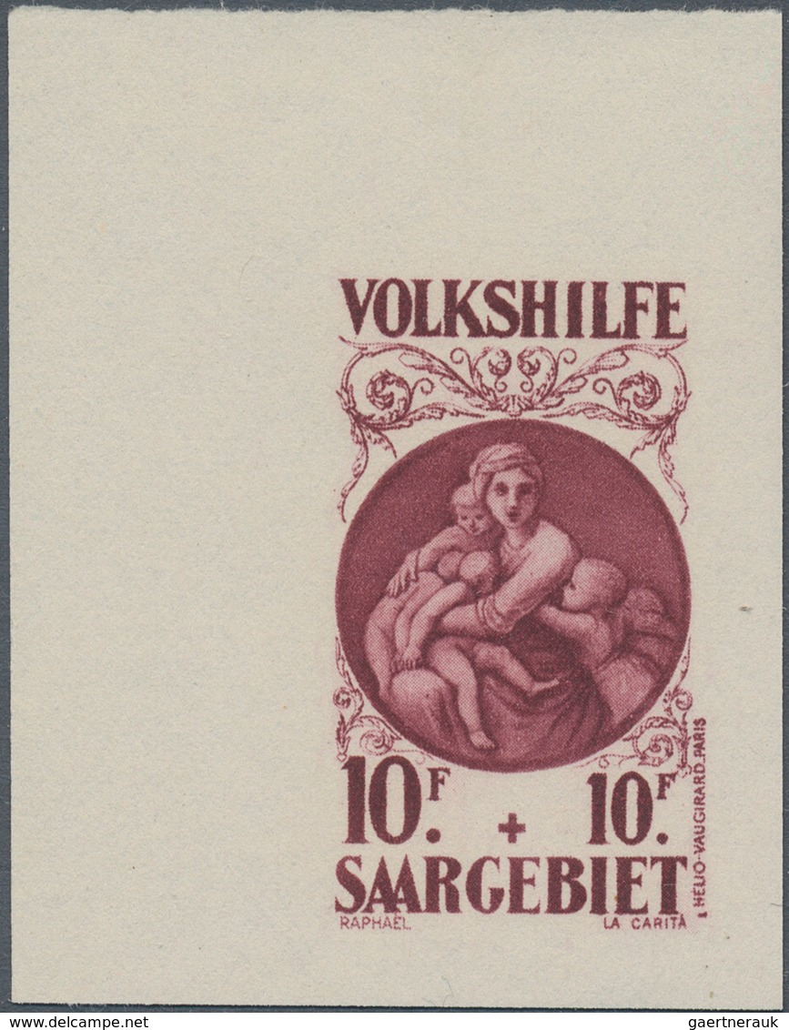 Deutsche Abstimmungsgebiete: Saargebiet: 1928, Volkshilfe: Gemälde (I) 10 F + 10 F, Ungezähntes ESSA - Gebruikt