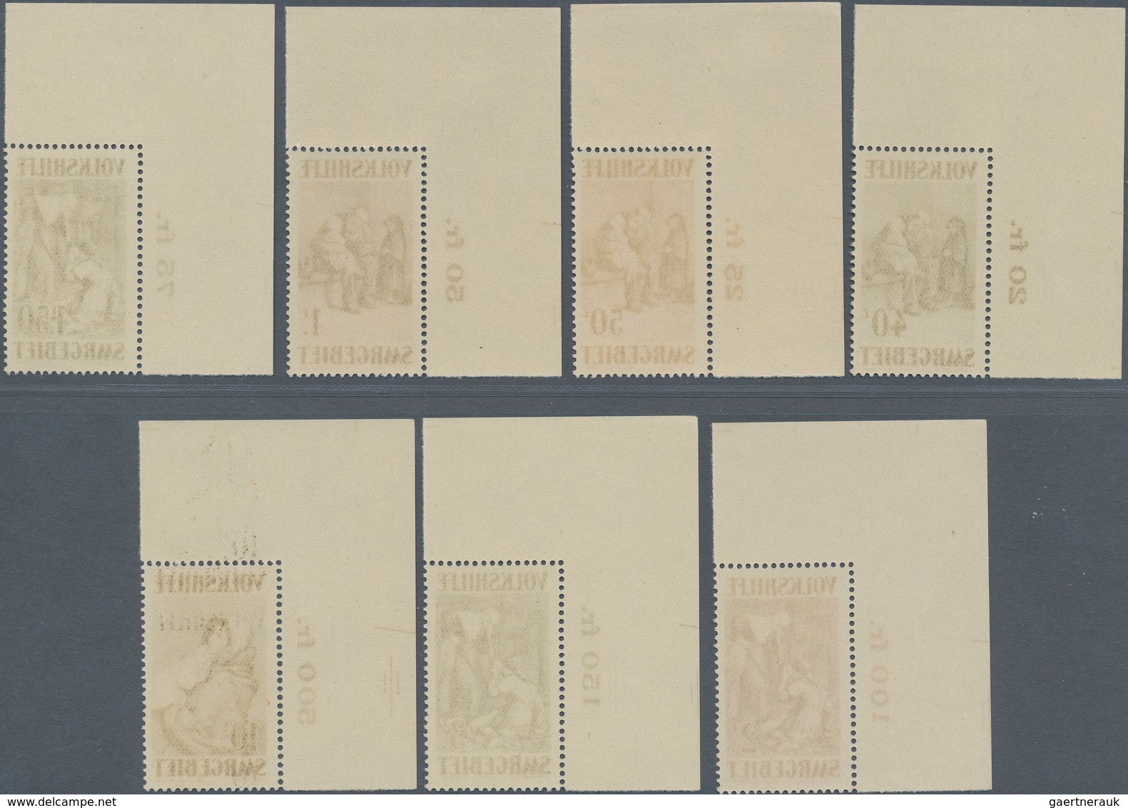Deutsche Abstimmungsgebiete: Saargebiet: 1929, Volkshilfe: Gemälde II, 40 C - 10 Fr, 7 Postfrische E - Gebraucht