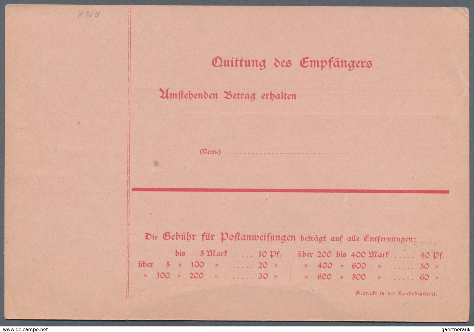 Deutsche Abstimmungsgebiete: Saargebiet - Ganzsachen: 1920, 10 Pfg. Postanweisungs-Ganzsache Mit Auf - Ganzsachen