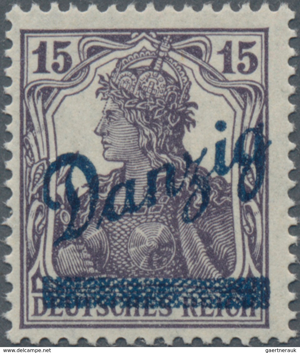 Danzig: 1920, 15 Pfg. Germania In Der Guten Farbe Schwarzbraunviolett, Einwandfrei Postfrisch Mit Or - Altri & Non Classificati