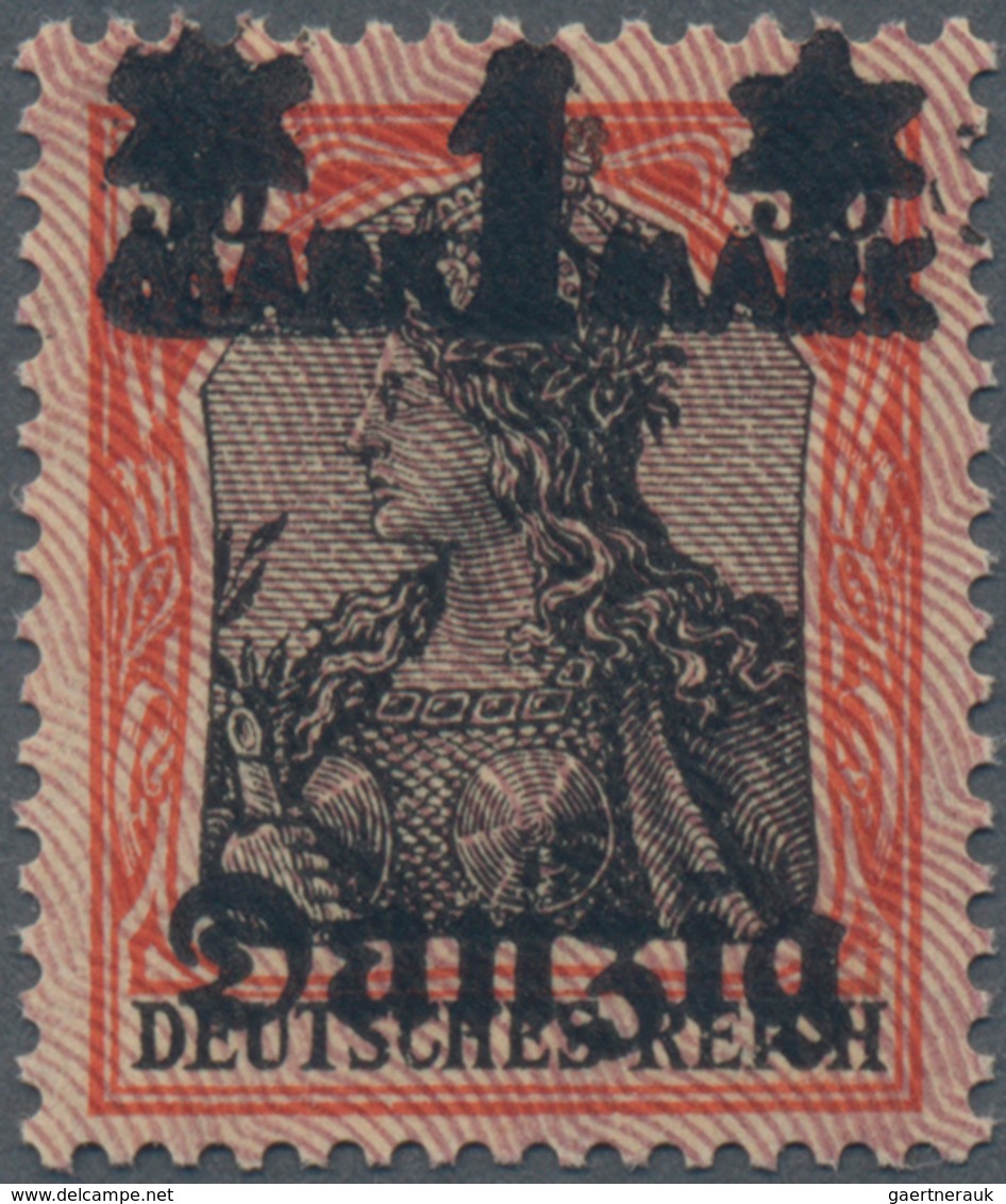 Danzig: 1920, 1 M. Auf 30 Pfg. Germania Mit Doppeltem Lilagrauem Netzunterdruck (Spitzen Nach Unten) - Andere & Zonder Classificatie