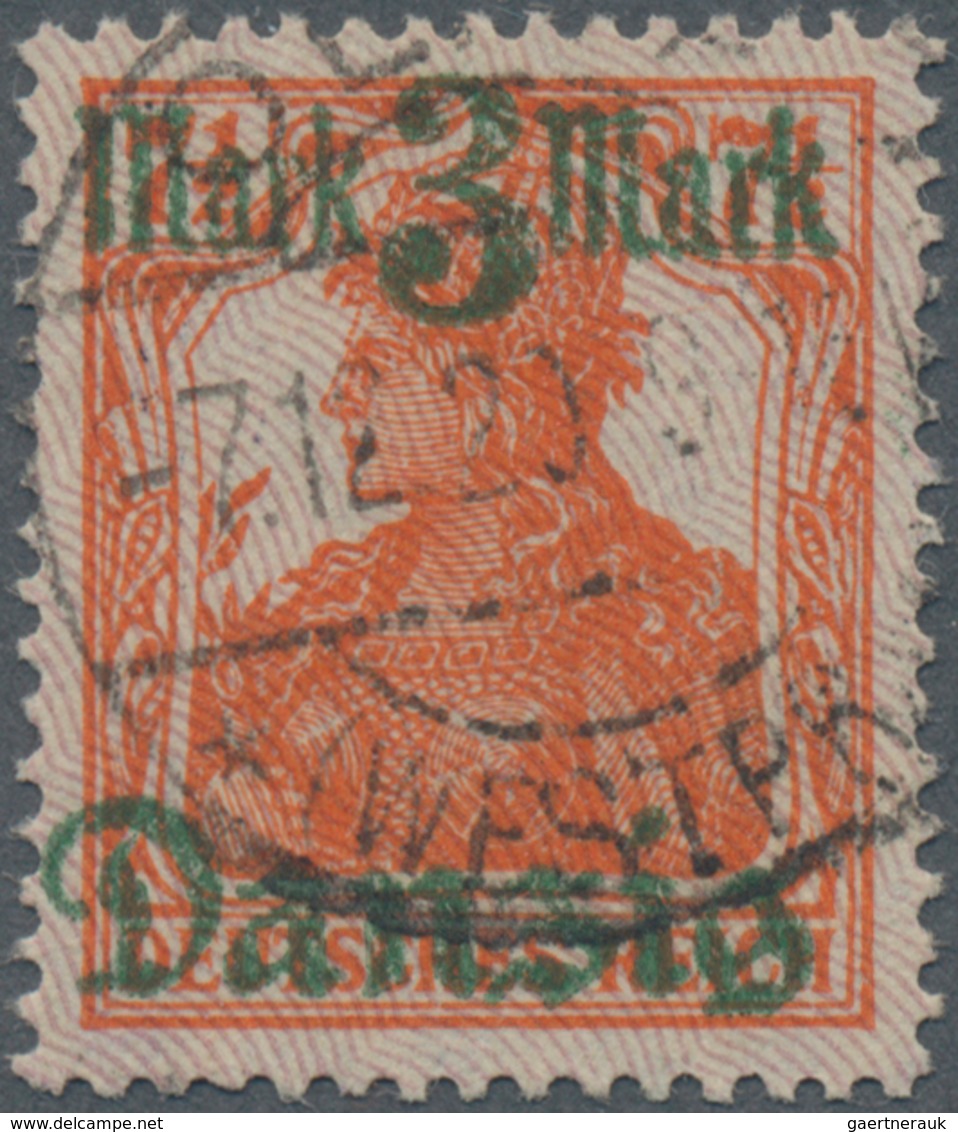 Danzig: 1920, 3 M Auf 7½ Pf. Germania Mit Unterdruck 'Spitzen Nach Unten', Sauber Gestempelt, "echt - Altri & Non Classificati