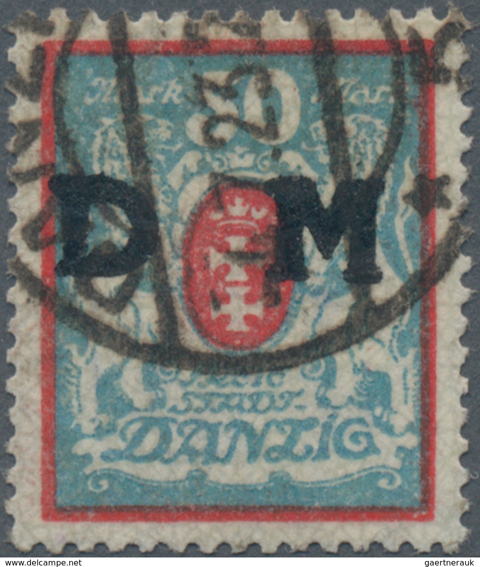 Danzig - Dienstmarken: 1923, 50 M Rot/ Mittelgrünlichblau, Wz. X, Zeitgerecht Gestempelt, "echt Und - Andere & Zonder Classificatie