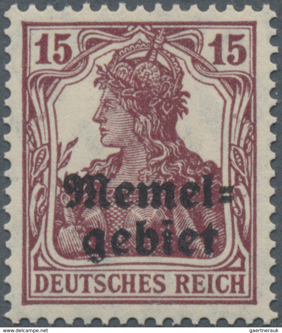 Memel: 1920, Freimarke Germania 15 Pf Mit Aufdruck Mit Senkrechter Gummiriffelung, Postfrisch, "echt - Memel (Klaipeda) 1923