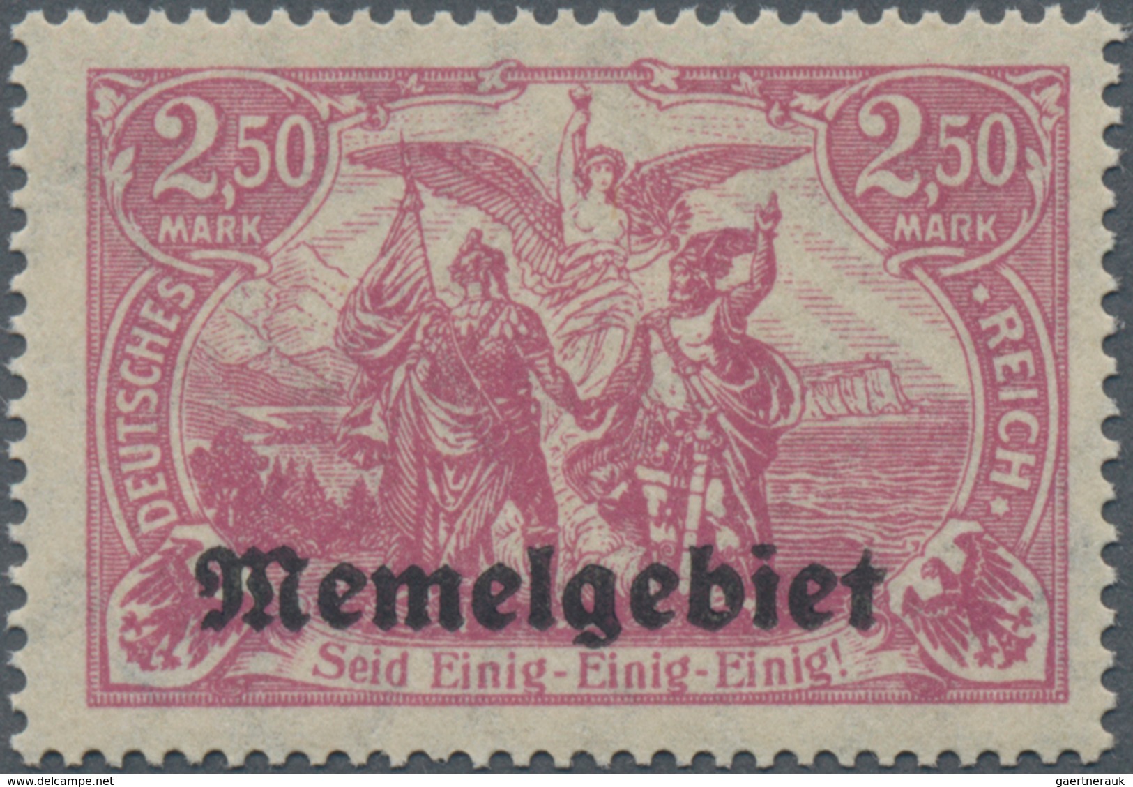 Memel: 1920, Freimarke 2,50 M Dunkelrosalila Mit Aufdruck, Postfrisch Mit Originalgummi, "echt Und E - Memelland 1923