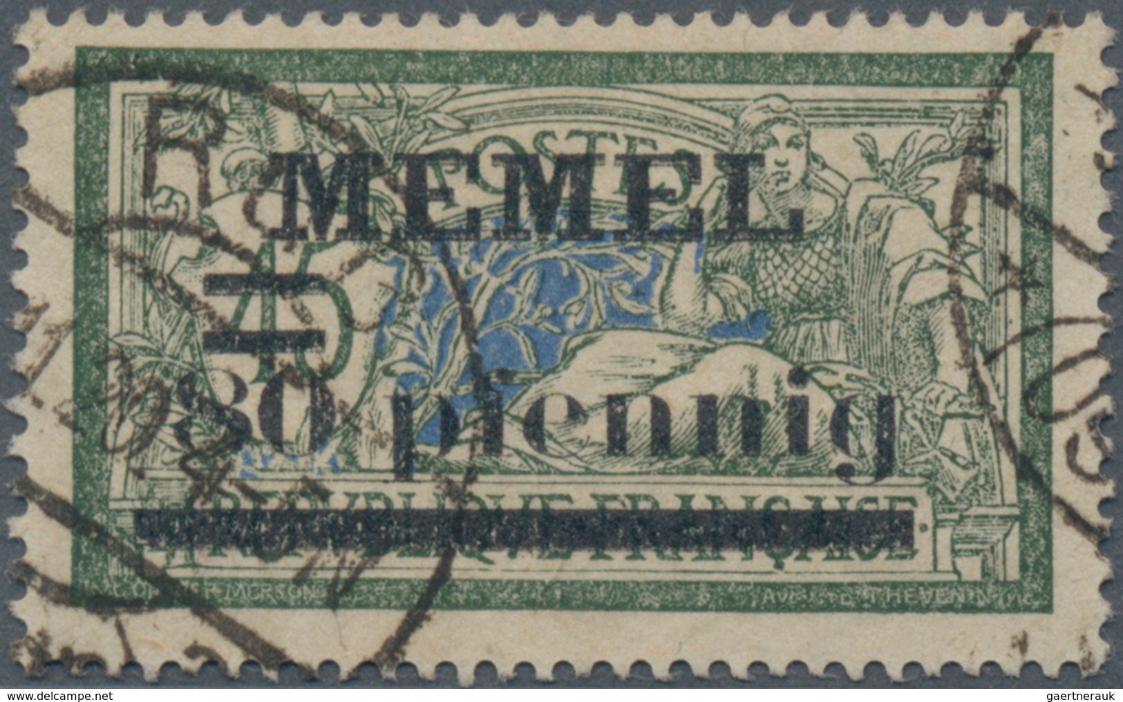 Memel: 1920, Freimarke Von Frankreich 80 Pf Auf 45 C Auf CG-Papier, Sauber Gestempelt, Zwei Waagerec - Memel (Klaïpeda) 1923