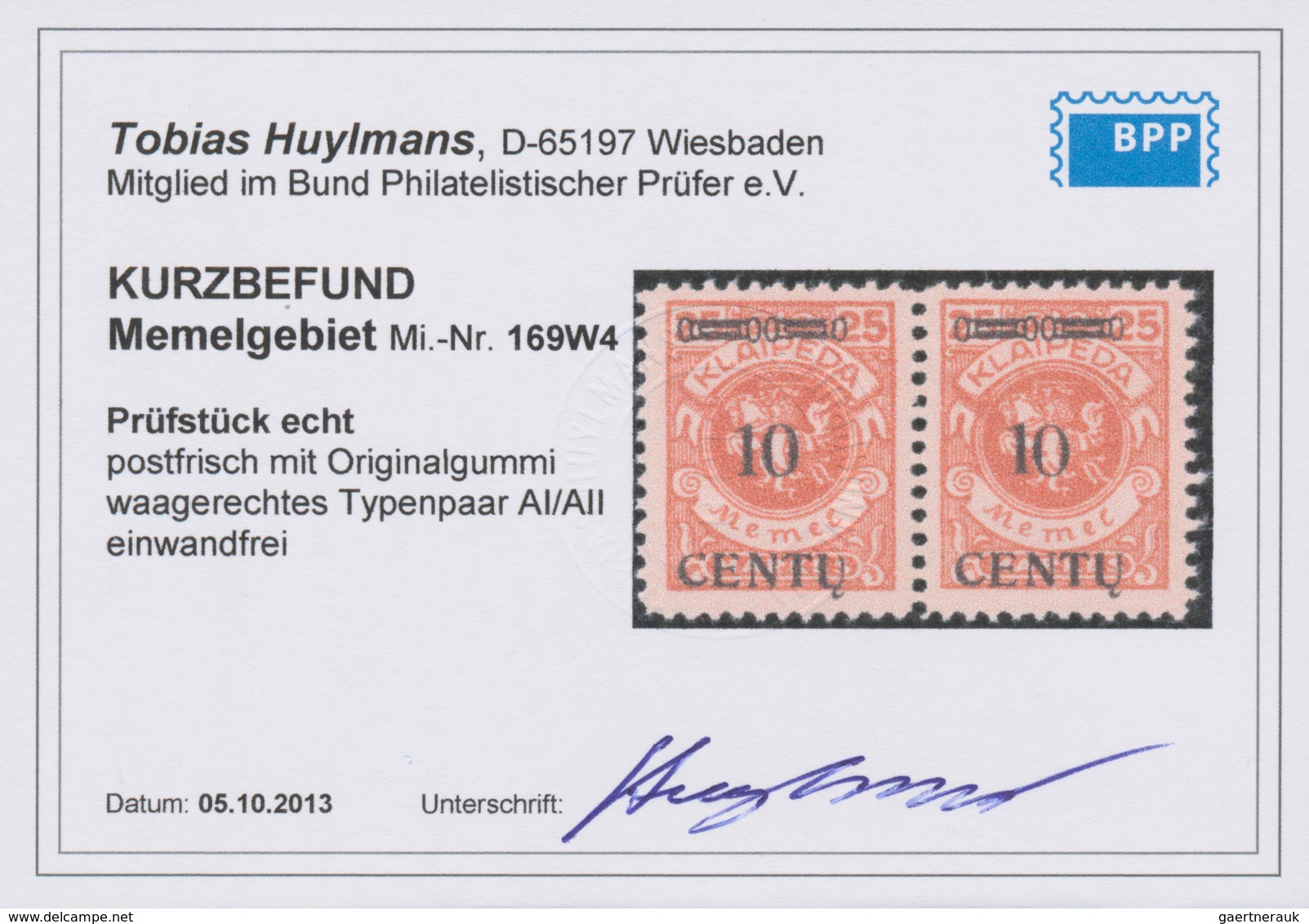 Memel: 1923, Freimarke 10 C Auf 25 M Lebhaftrötlichorange, Einwandfrei Postfrisches Waagerechtes Typ - Memel (Klaipeda) 1923