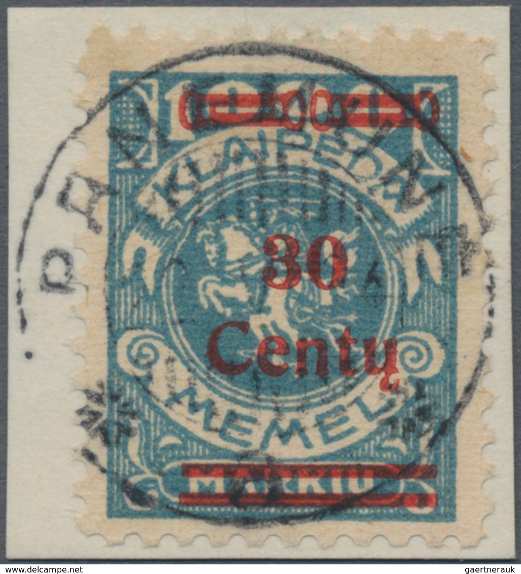 Memel: 1923, Aufdruckmarke "30 Centu" Auf 1000 Mark, Aufdruck Type Ie Gebraucht Auf Briefstück Mit Z - Memel (Klaipeda) 1923