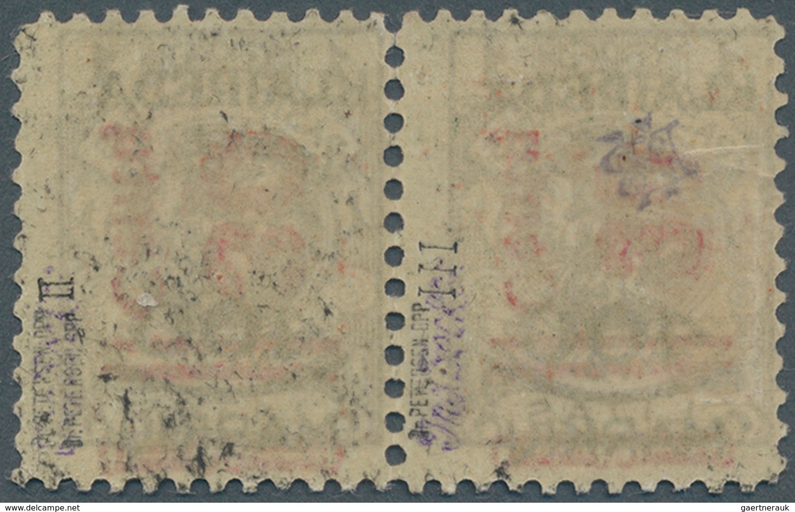 Memel: 1923, 30 C. Auf 400 M. Auf 1 L. Braun Im Waagerechten Paar Mit Aufdruck In Type II Und III, U - Memelland 1923