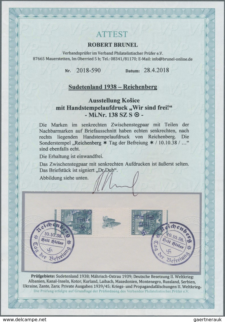 Sudetenland - Reichenberg: Sonderausgabe "Briefmarkenaustellung In Kaschau (Košice) 1938", 50 H Dunk - Sudetenland