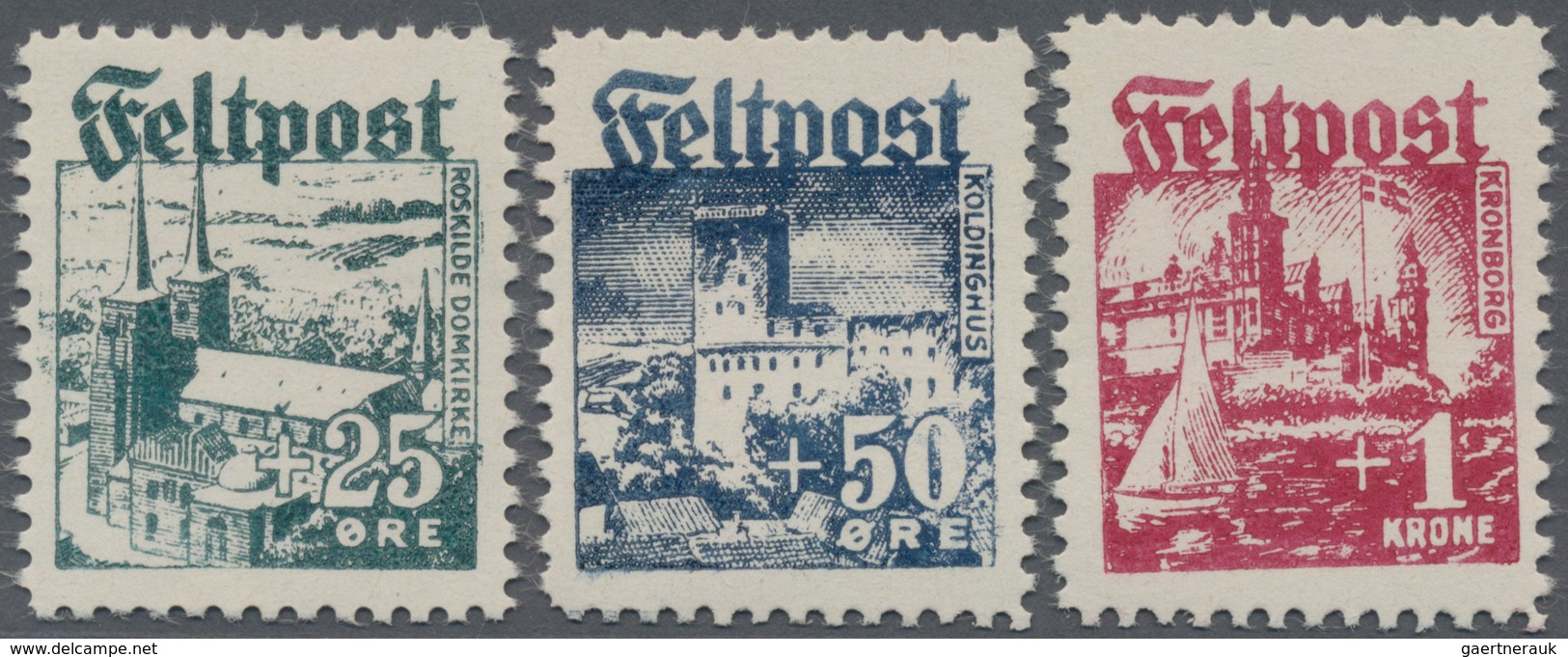 Dt. Besetzung II WK - Dänemark: 1944, DÄNISCHE LEGION: Drei Werte 25 Öre Bis 1 Krone Tadellos Postfr - Bezetting 1938-45