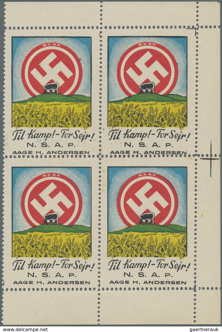 Dt. Besetzung II WK - Dänemark: Dänemark, 1944 (ca.), NSAP Propagandavignette "Hühnengrab" Im Eckran - Occupazione 1938 – 45