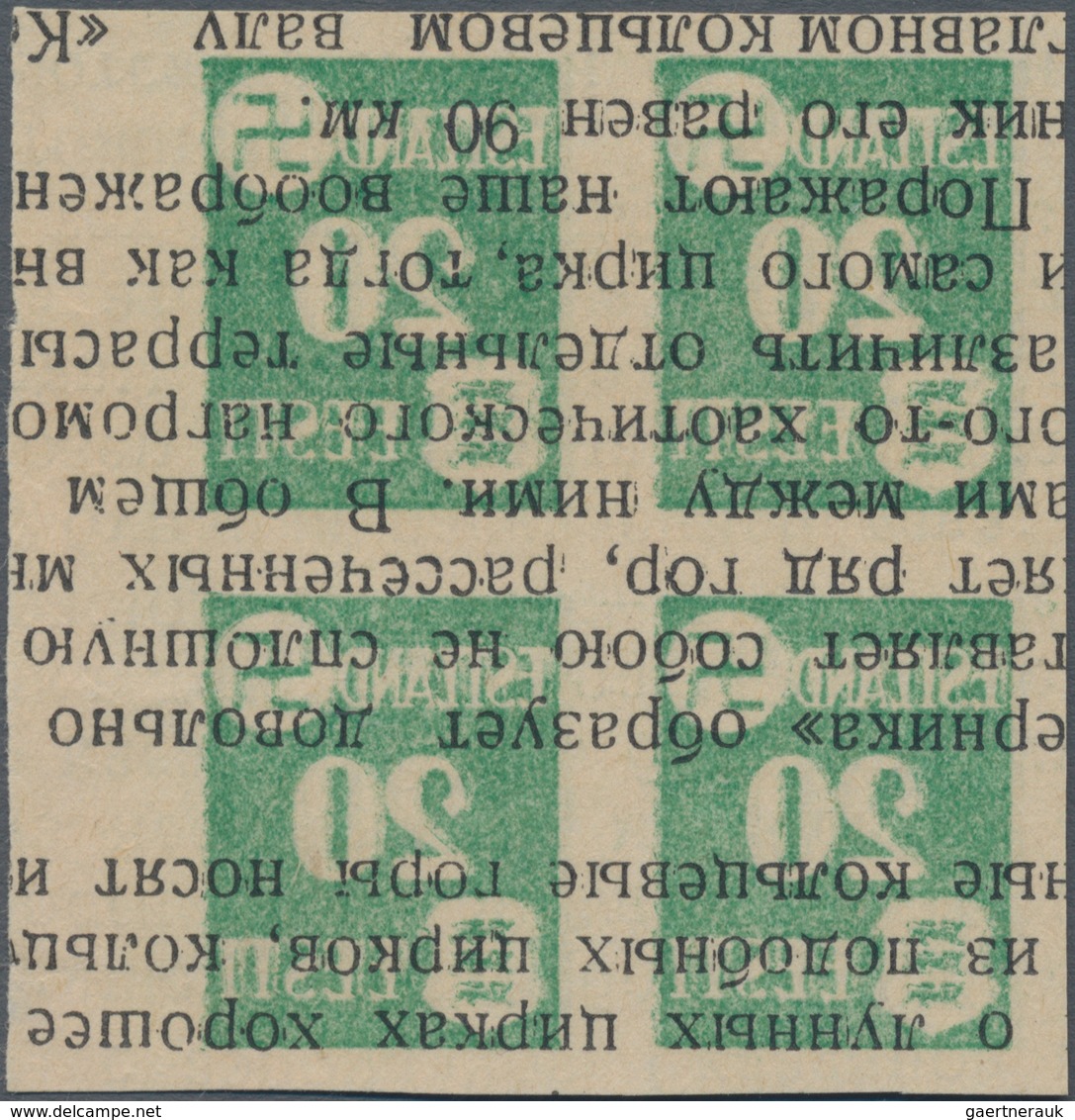 Dt. Besetzung II WK - Estland: 1941, Landespost 20 Kop., Wie Verausgabt Ohne Gummi, Im Viererblock A - Occupazione 1938 – 45