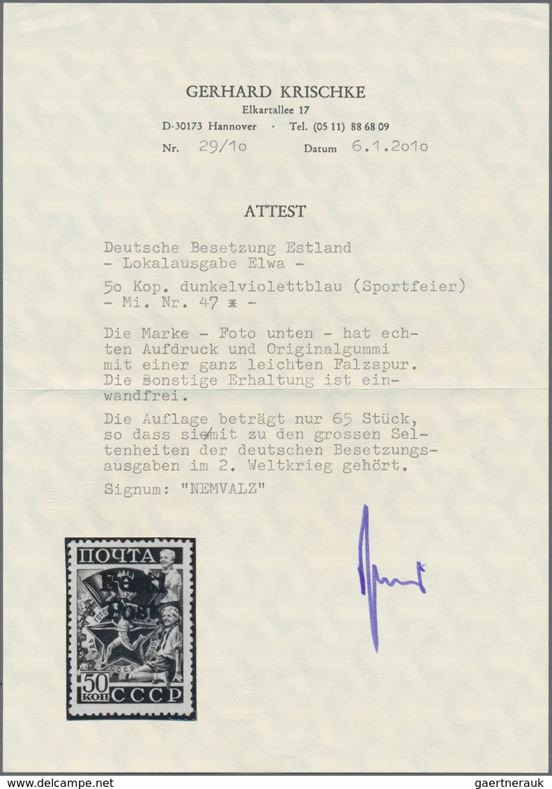 Dt. Besetzung II WK - Estland - Elwa: 1941, 50 Kop. Sportfeier (SU Michel-Nr. 755) Mit Handstempelau - Bezetting 1938-45